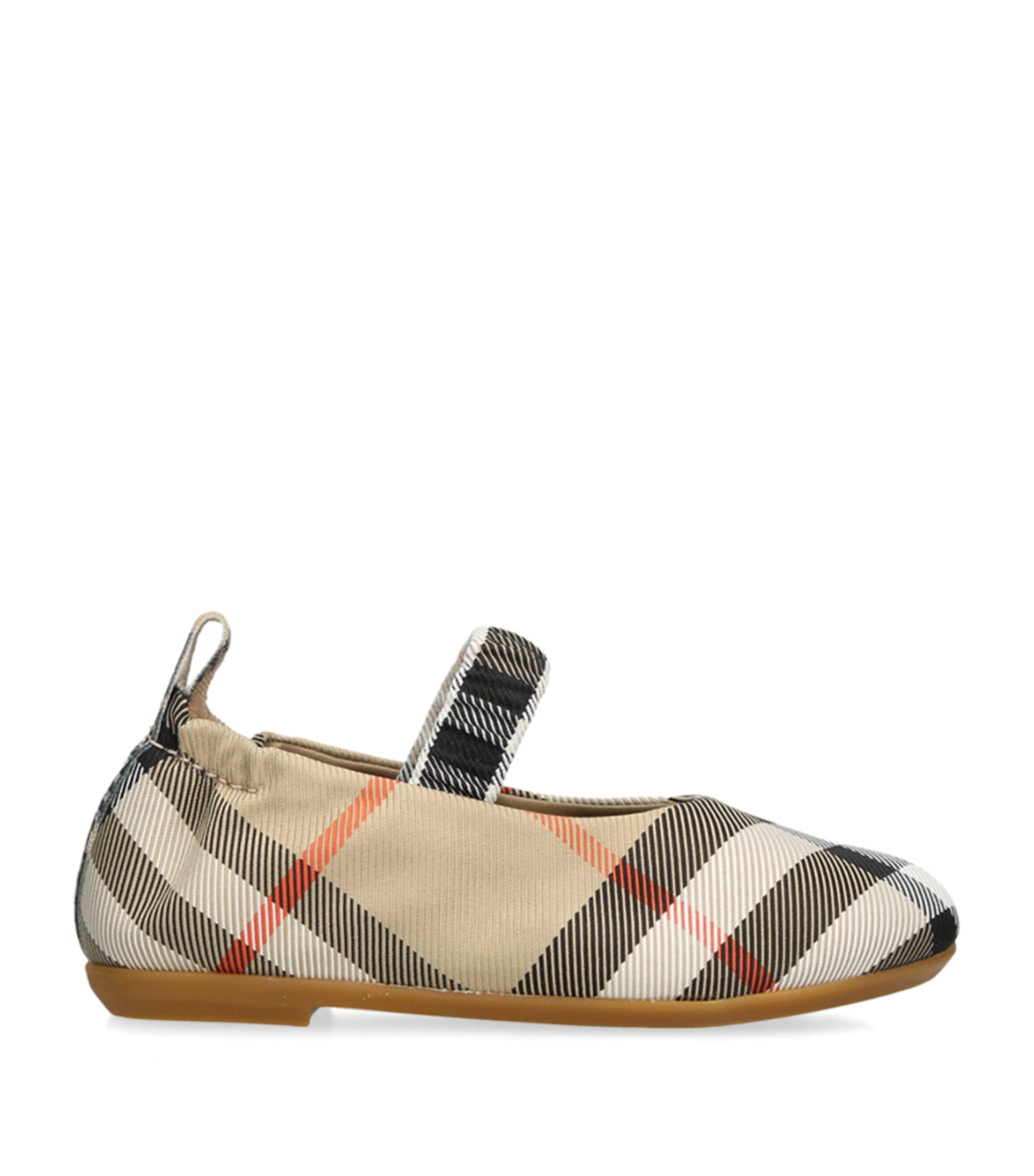 Shop Burberry Check Mary Janes In Beige