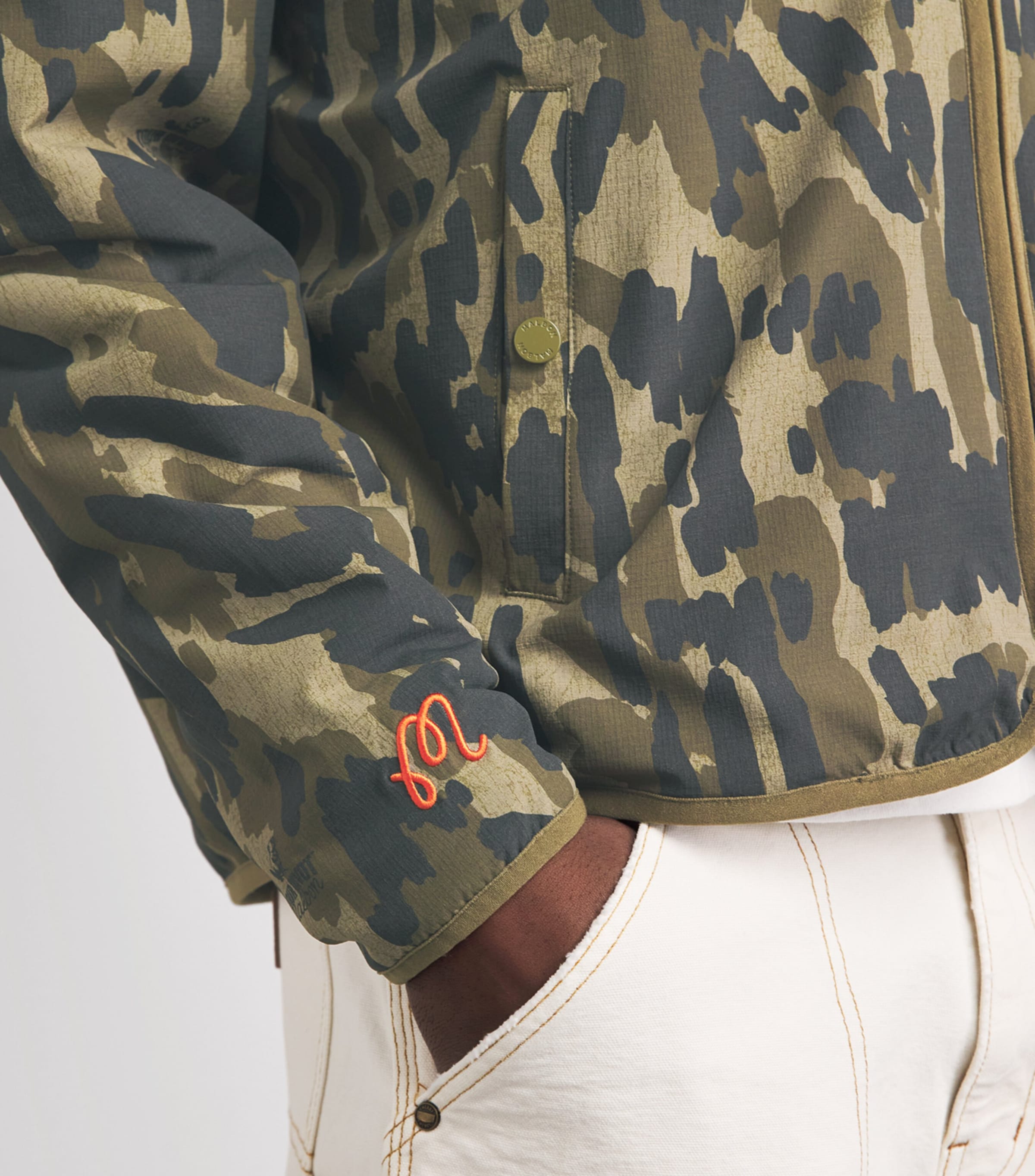Malbon Mens Tour Divot Sherpa Jacket Bark Camo Image 3