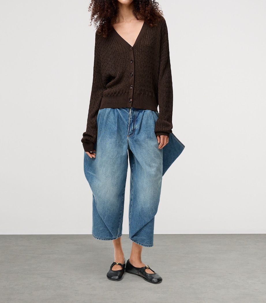 V-Neck Cardigan DARK BROWN Image 4