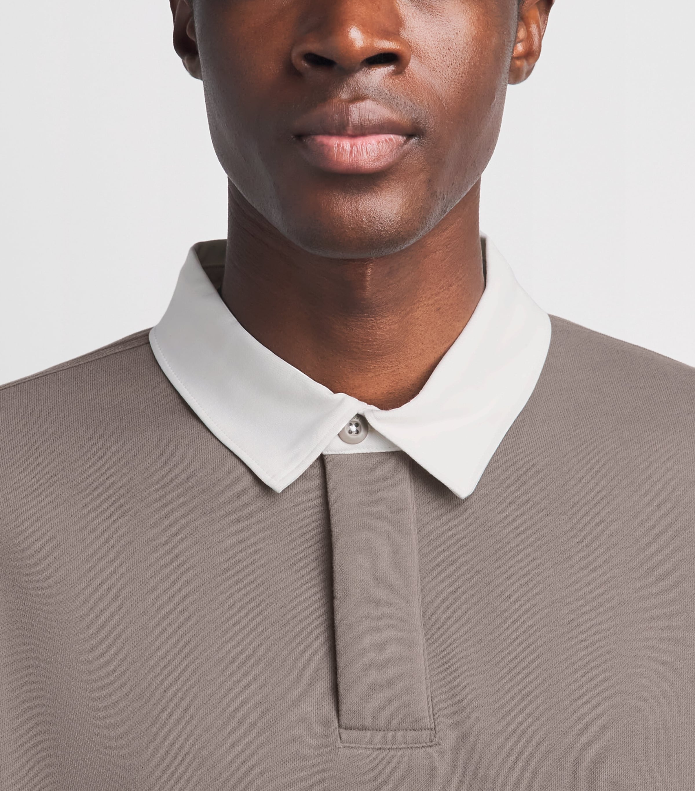 VUORI Mens French Terry Cypress Rugby Shirt Stp Smokey Taup Image 3