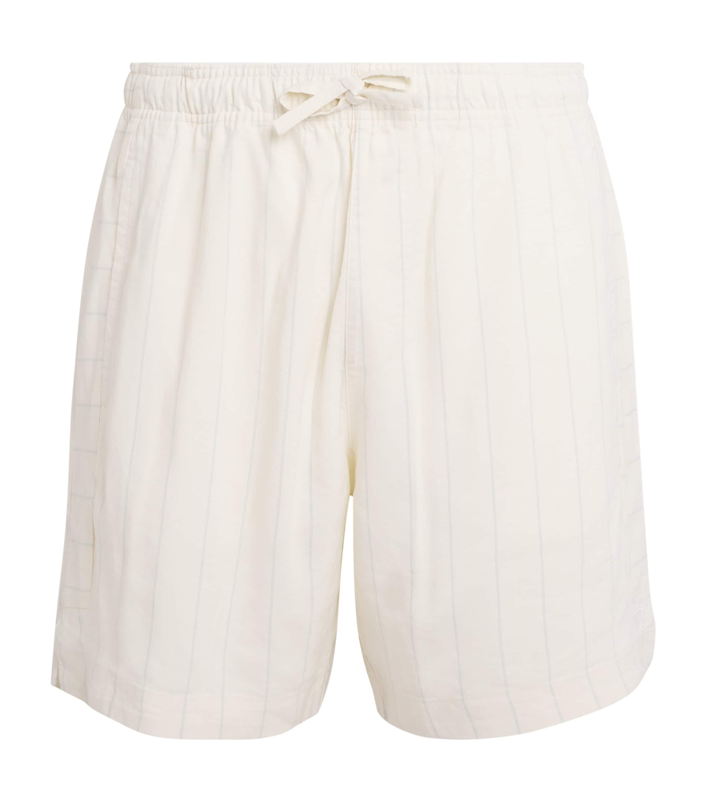 Wales Bonner Mens Prinstripe Drawstring Garden Shorts White/blue Stripe Image 1