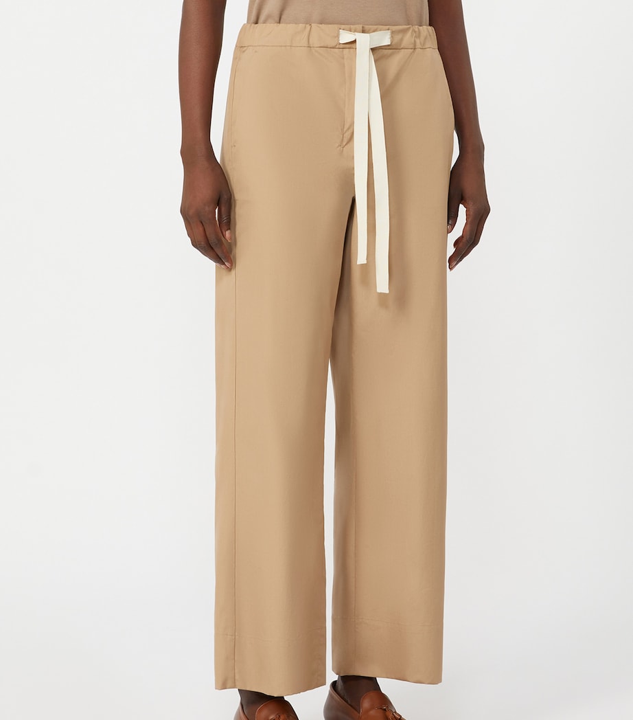 Max Mara Womens Cotton Argento Wide-Leg Trousers Desert Image 2