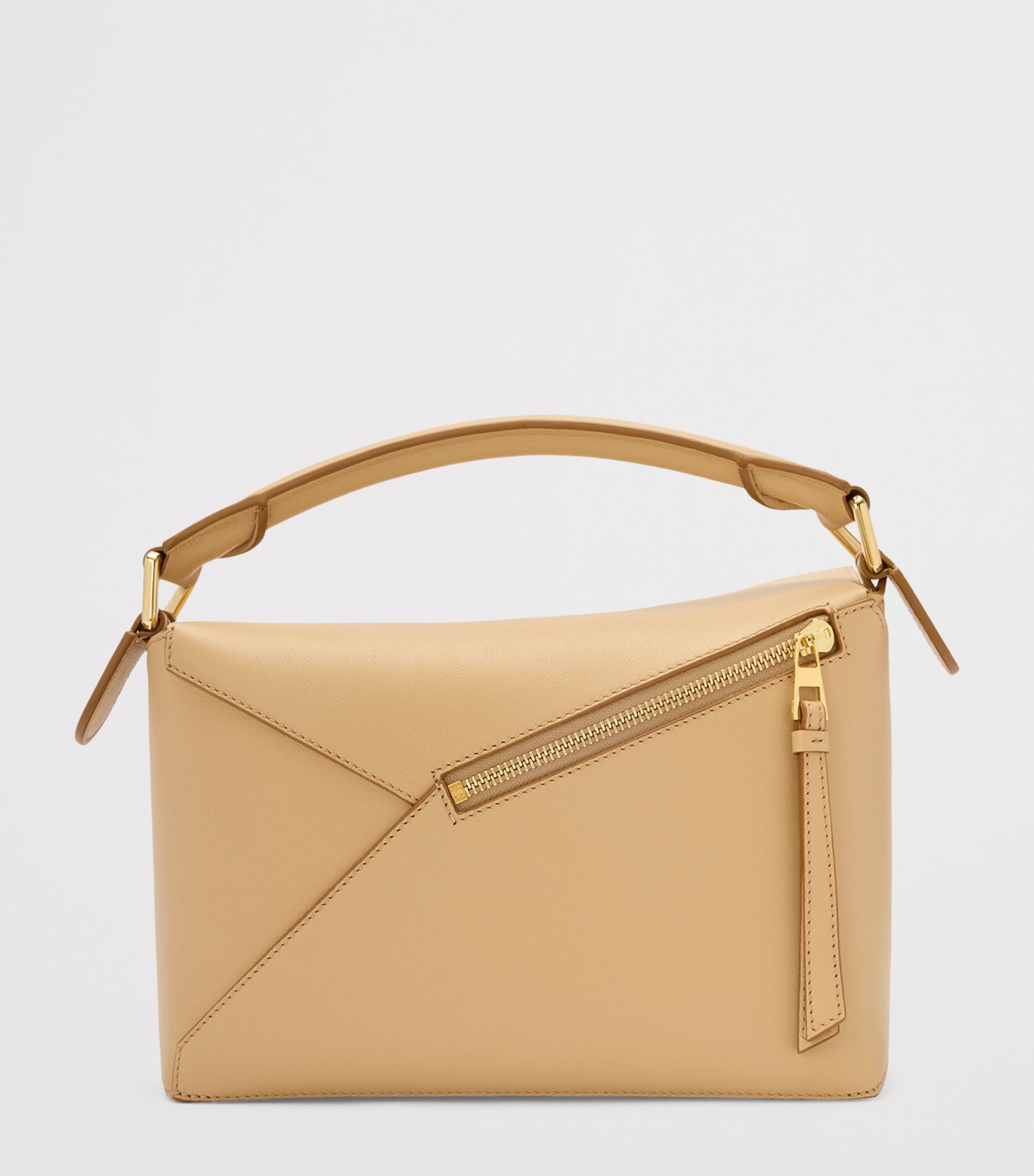 LOEWE Beige Small Leather Puzzle Edge Top-Handle Bag | Harrods US