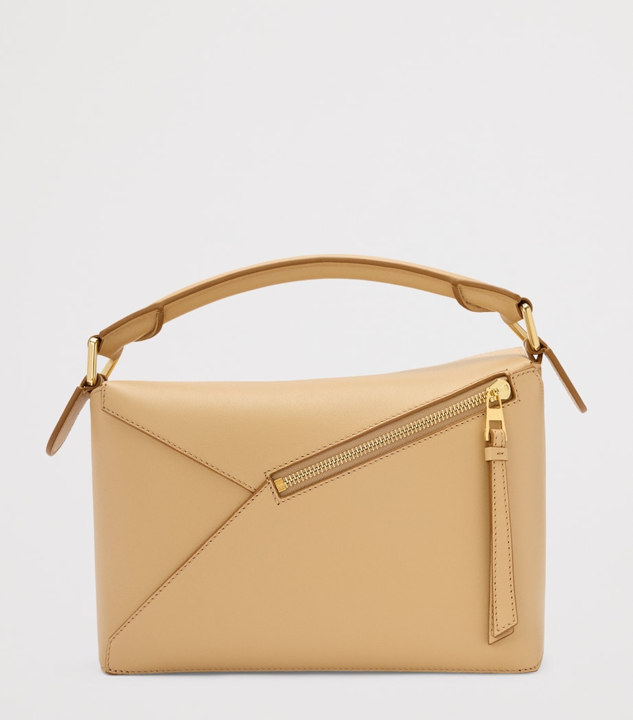 Small Leather Puzzle Edge Top-Handle Bag SILK BEIGE Image 4