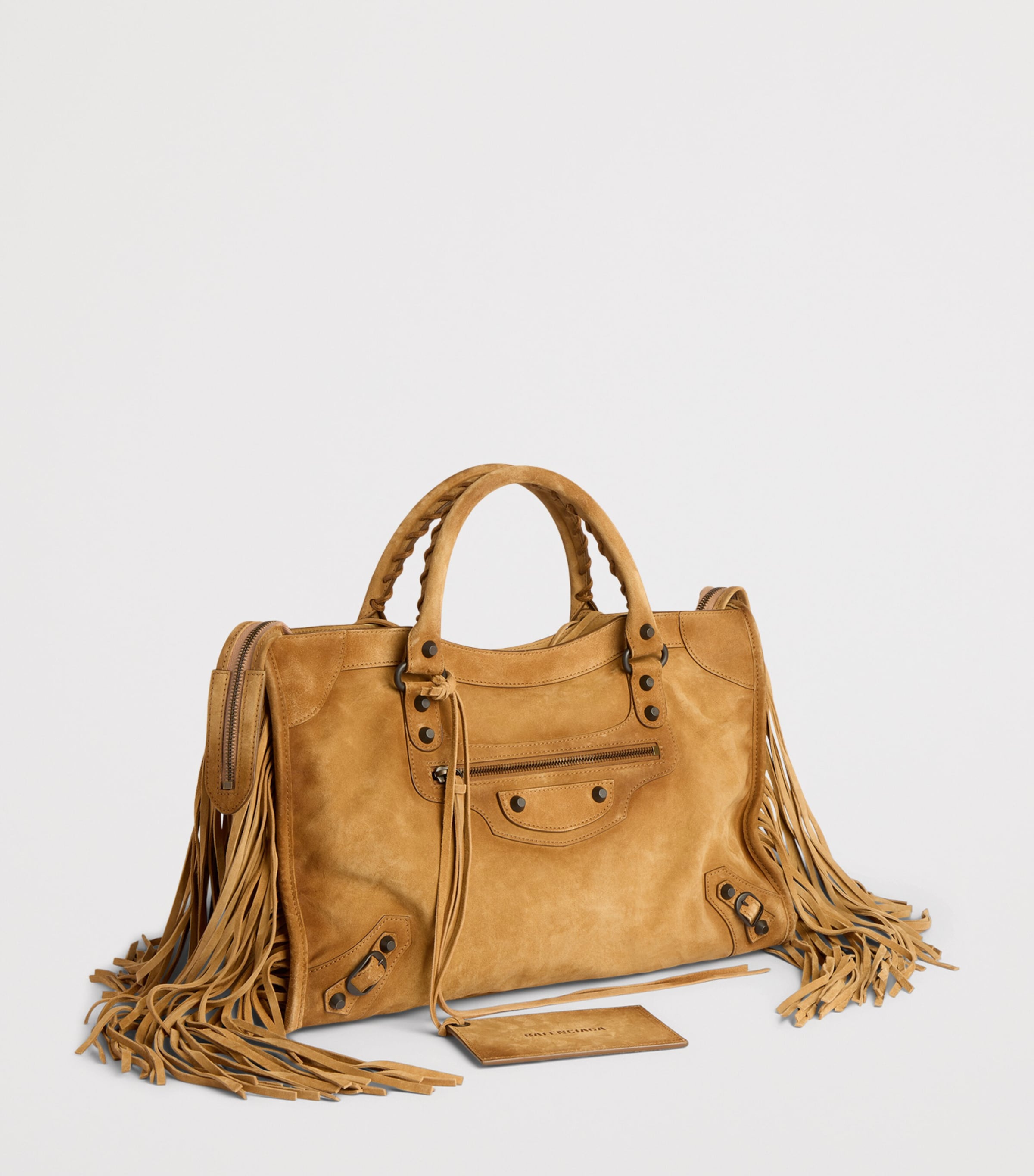 Balenciaga Small Suede Fringe Le City Top-Handle Bag Image 4
