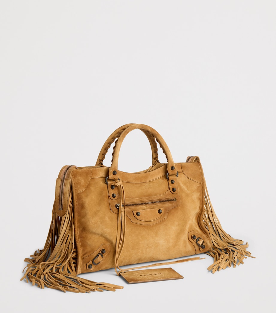 Balenciaga Small Suede Fringe Le City Top-Handle Bag Image 4