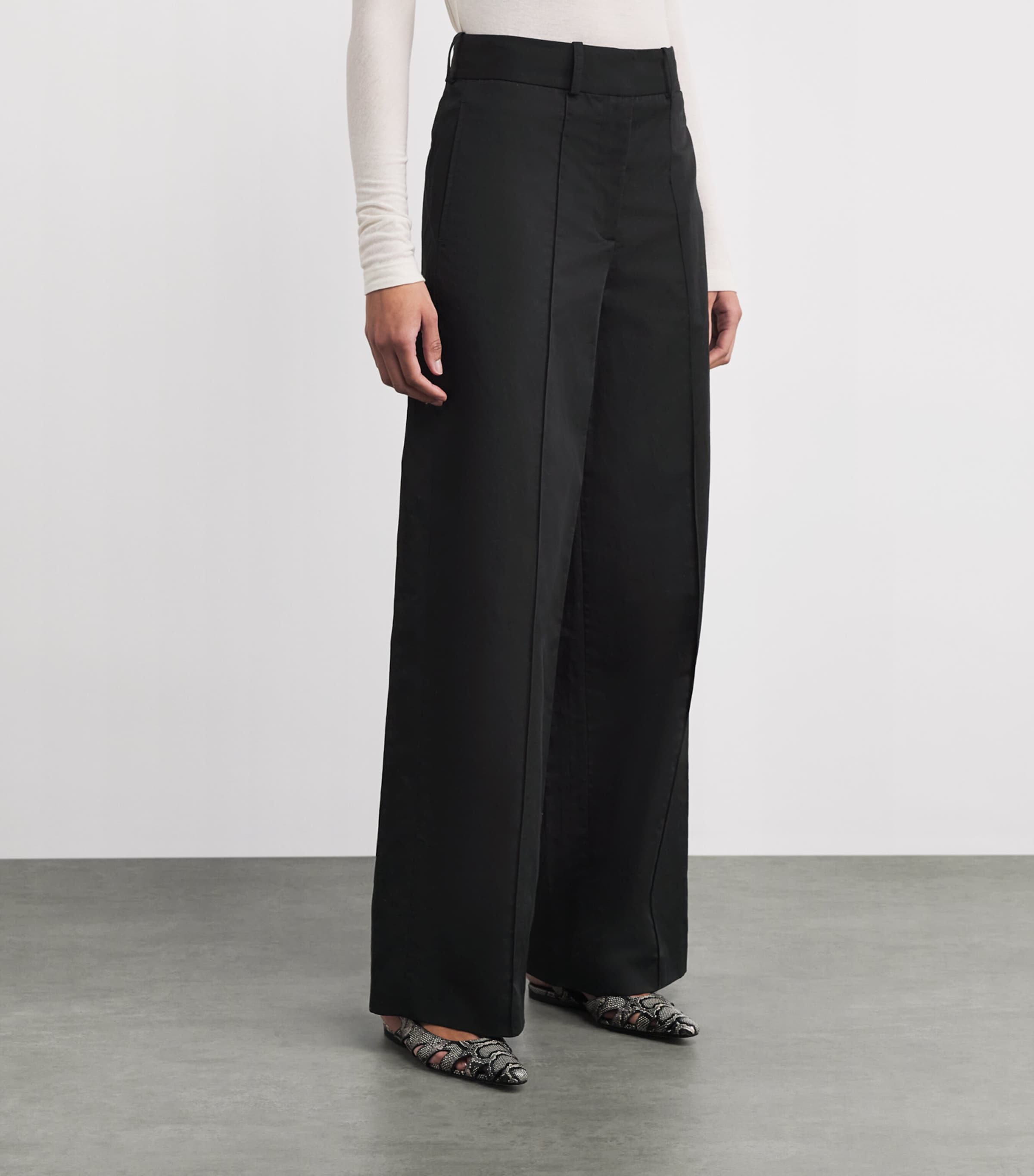 Joseph Womens Cotton-Linen Jnane Trousers Black Image 4