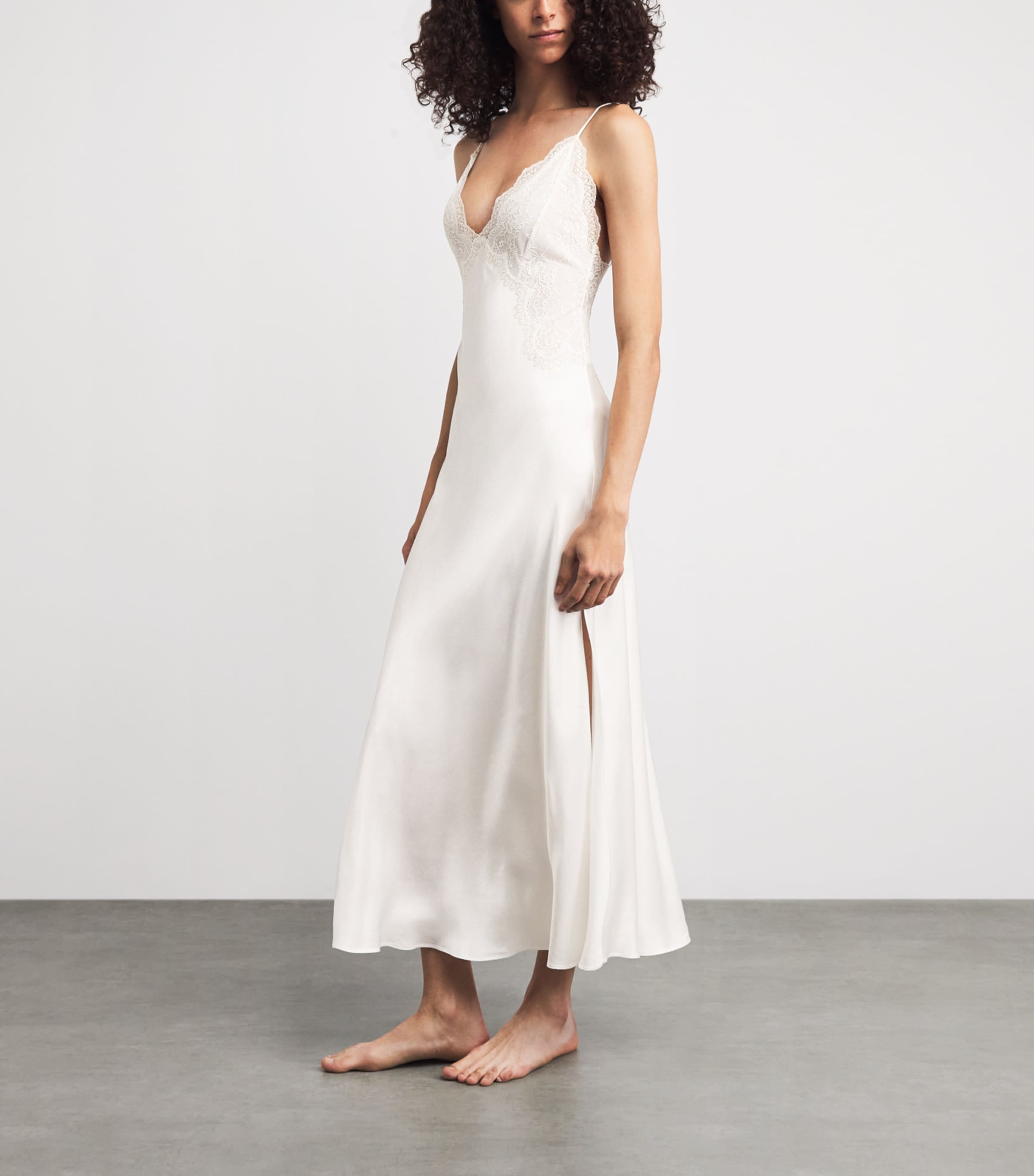 Bocan Womens Satin-Lace Sera Nightdress Off White Image 2