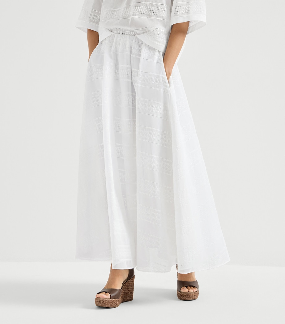 Brunello Cucinelli Womens Cotton Broderie Anglaise Maxi Skirt Image 3