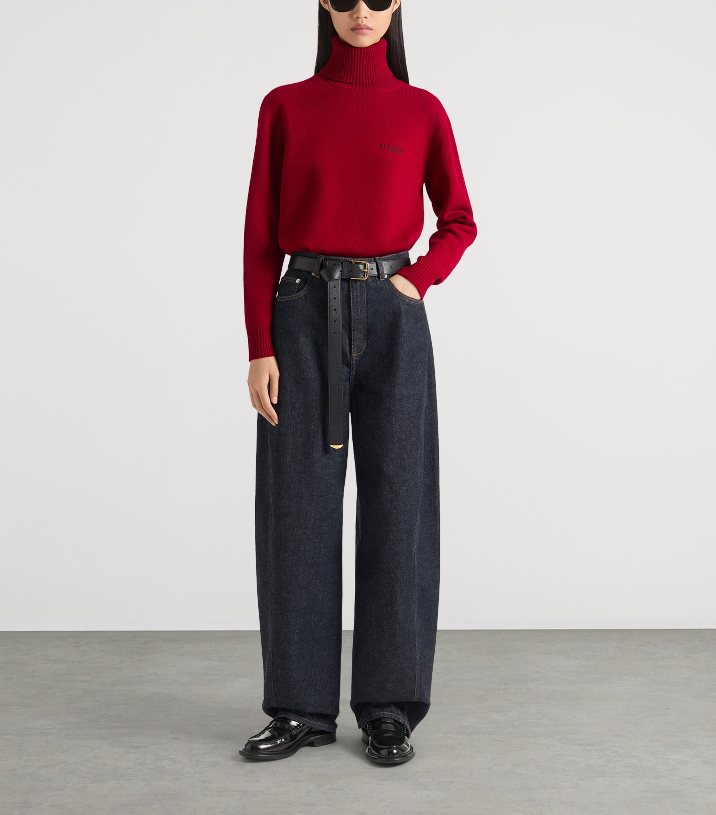 Wool and Cashmere Turtleneck Logo Sweater CORAL/PEARL Image 2