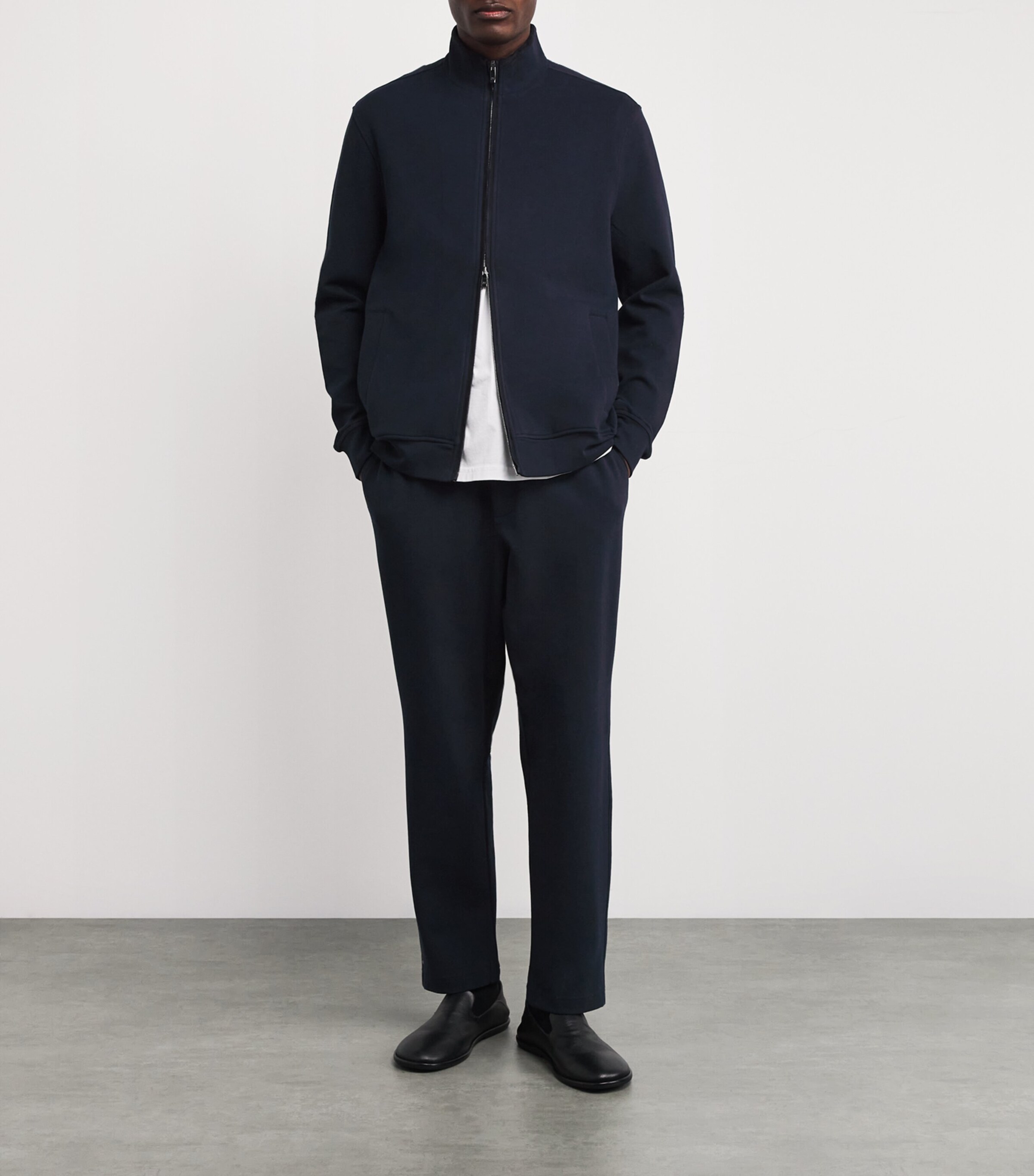 Pal Zileri Mens Jersey Zipped Sweatshirt Blue Navy Image 2