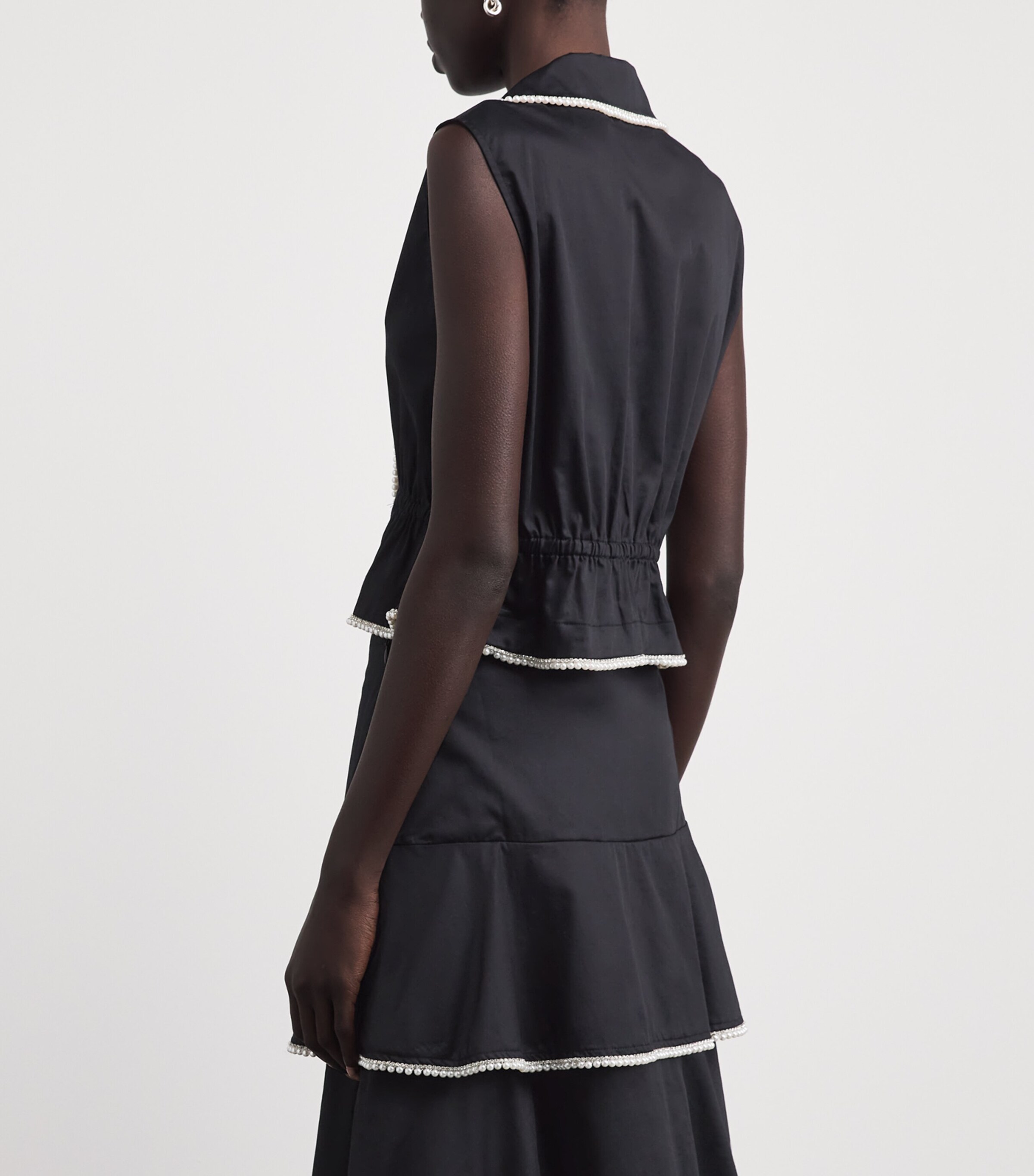 Sandro Paris Womens Cotton Embellished Shirt Black Image 5