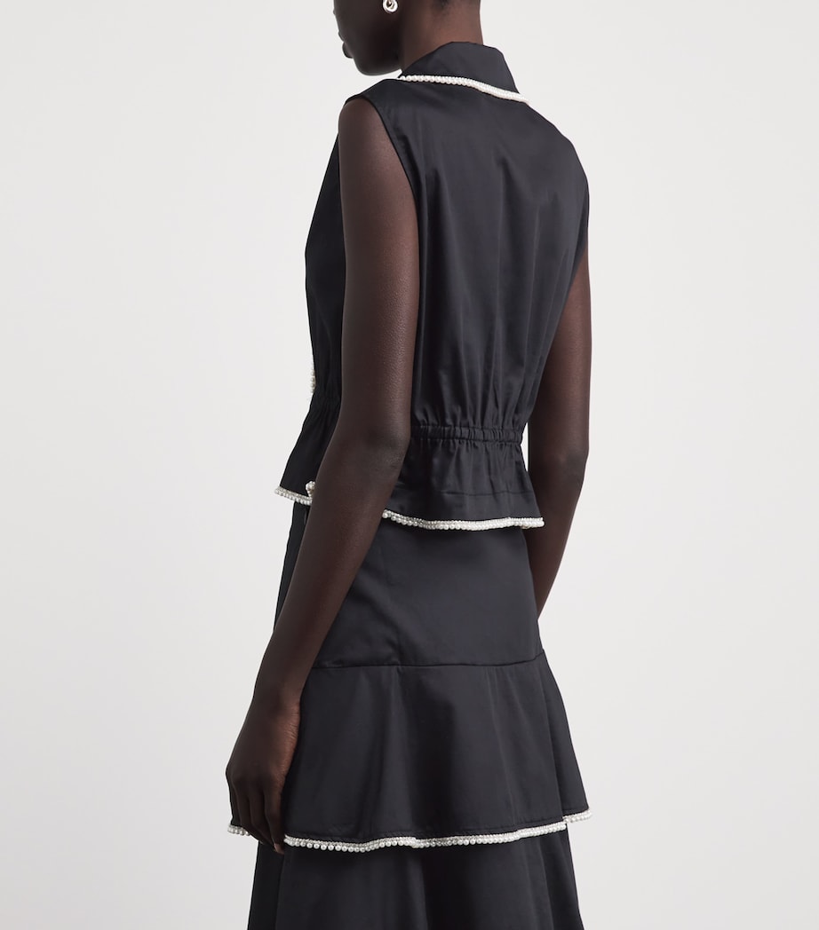 Sandro Paris Womens Cotton Embellished Shirt Black Image 5