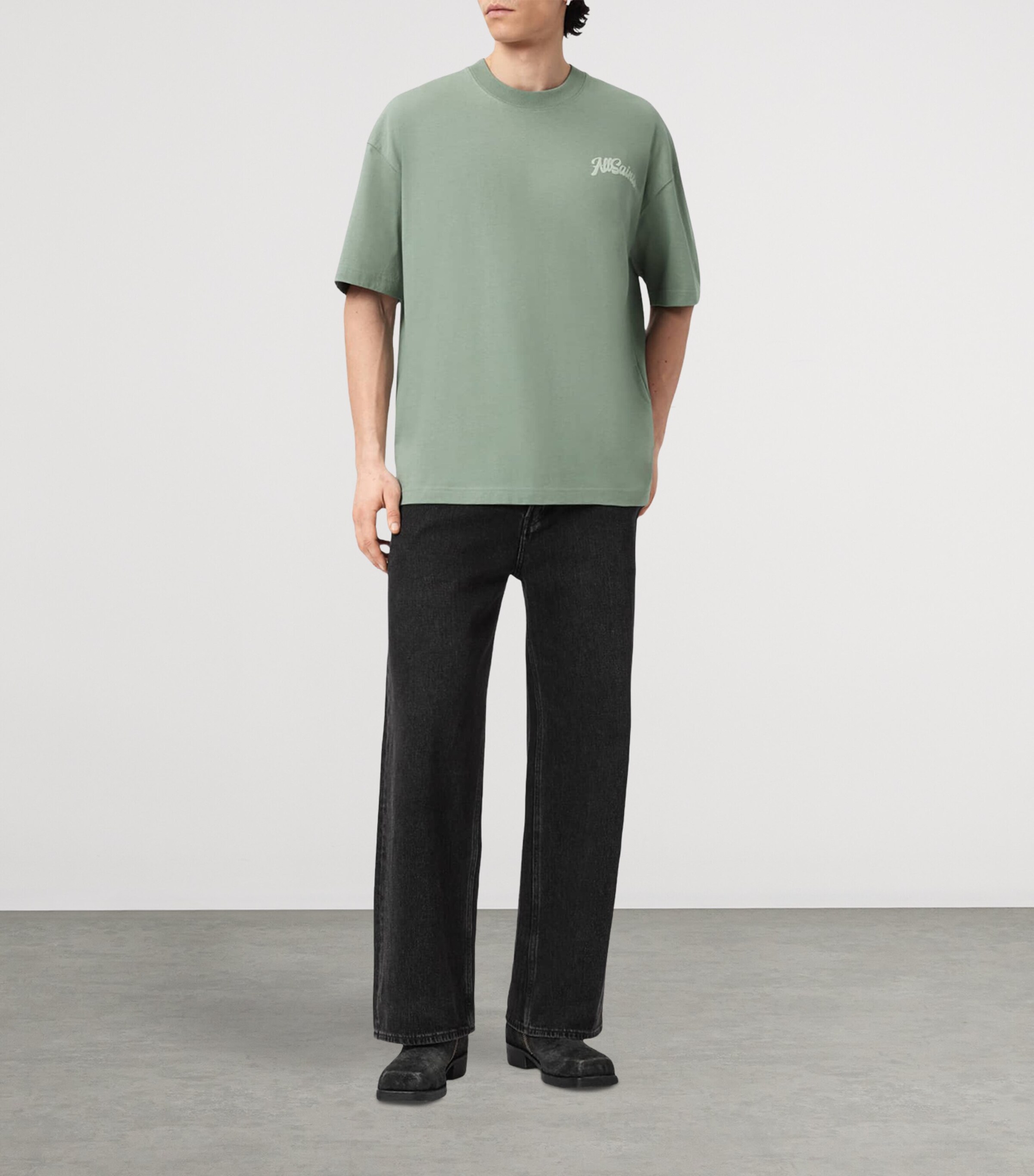 AllSaints Mens Organic Cotton Odyssey T-Shirt Spring Green Image 2