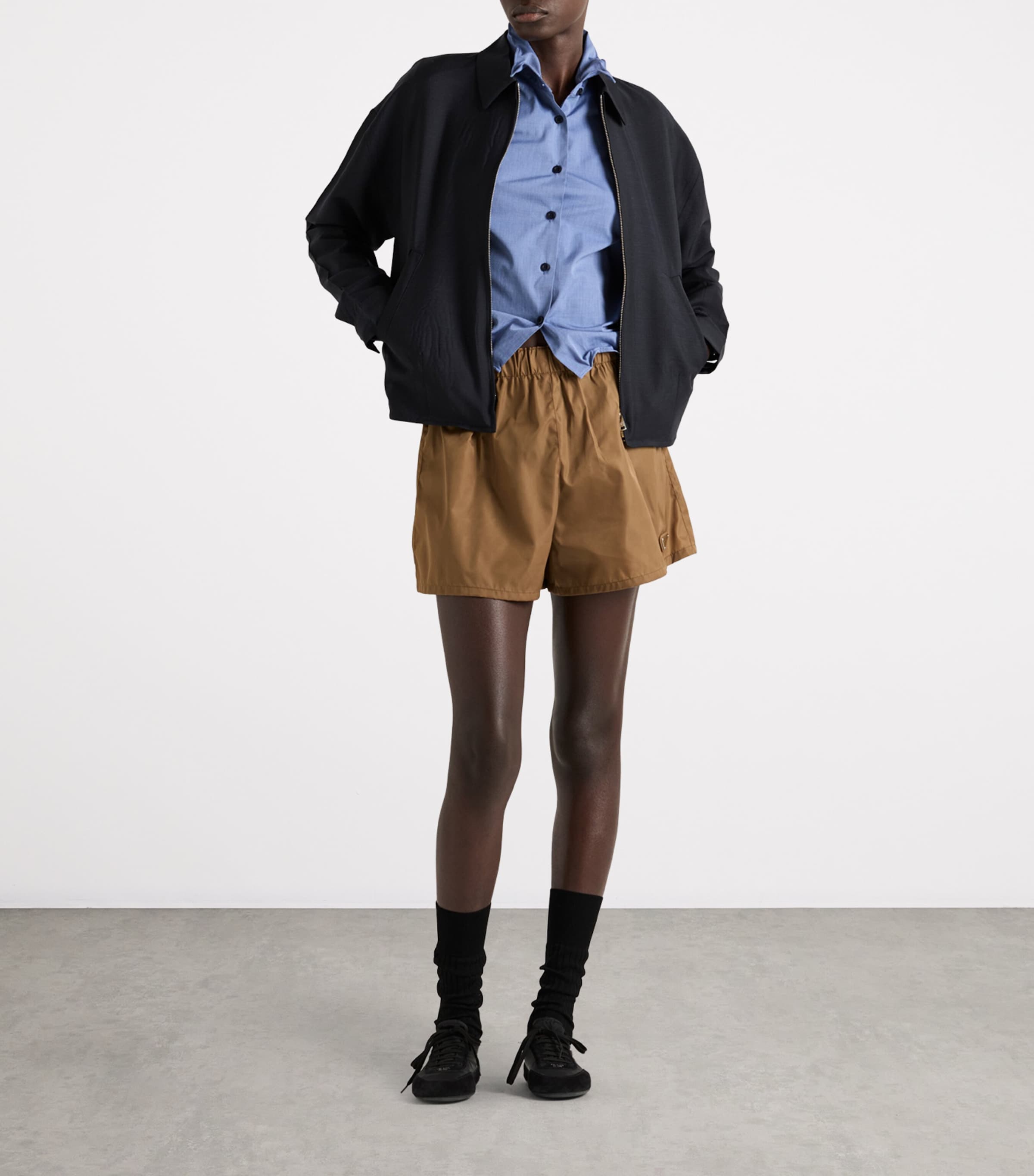 Prada Brown Re-Nylon Shorts | Harrods UK