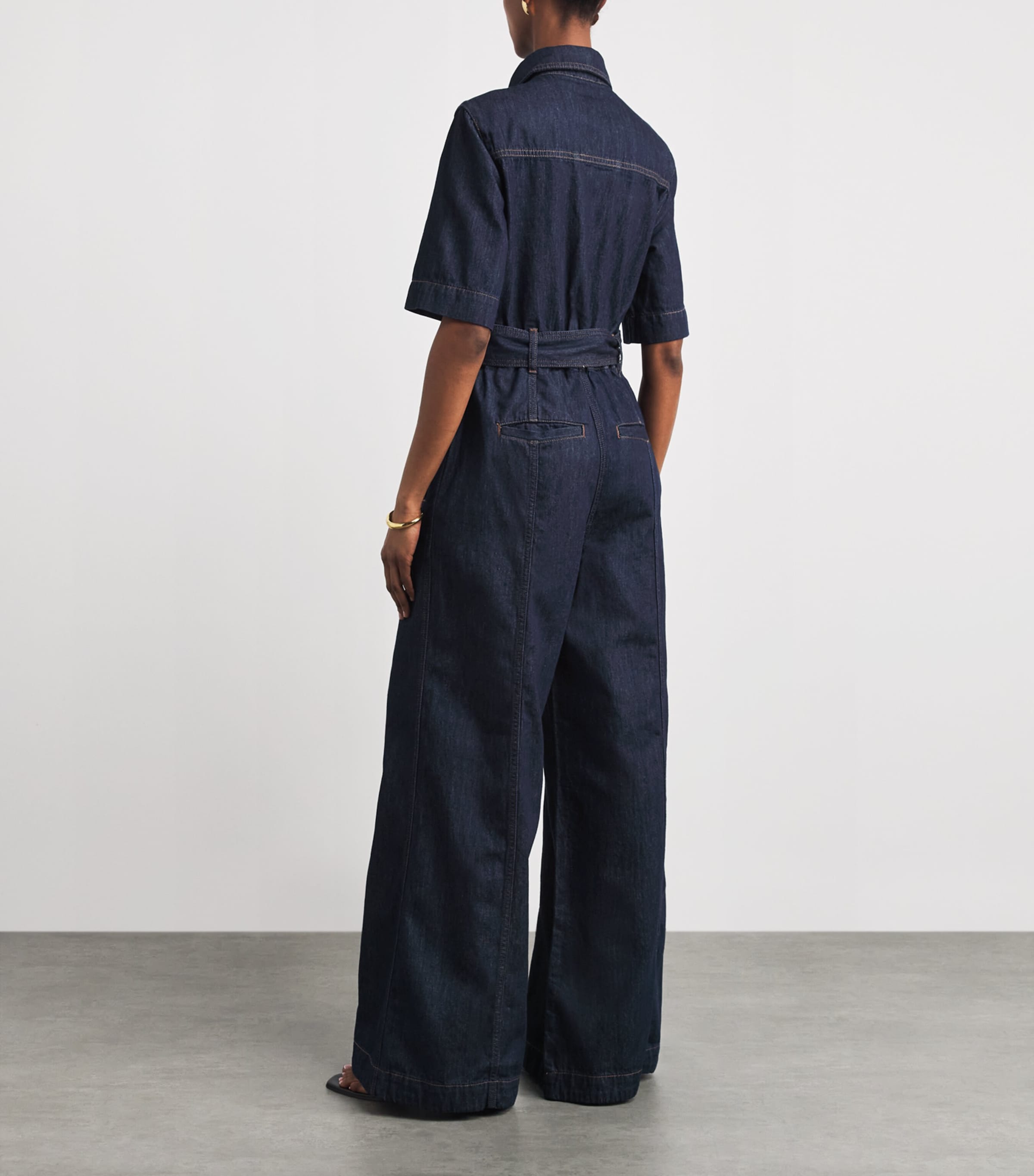 ME+EM Womens AM-PM Denim Jumpsuit Rinse Wash Image 4