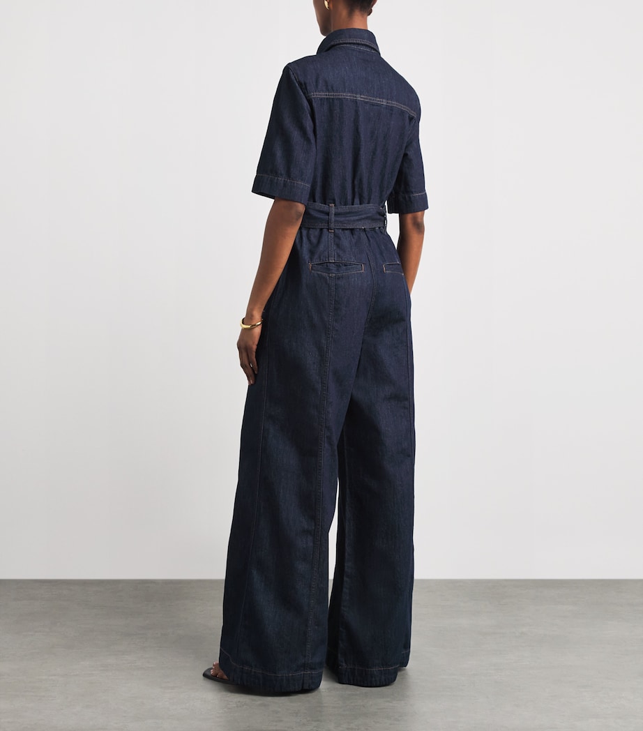 ME+EM Womens AM-PM Denim Jumpsuit Rinse Wash Image 4