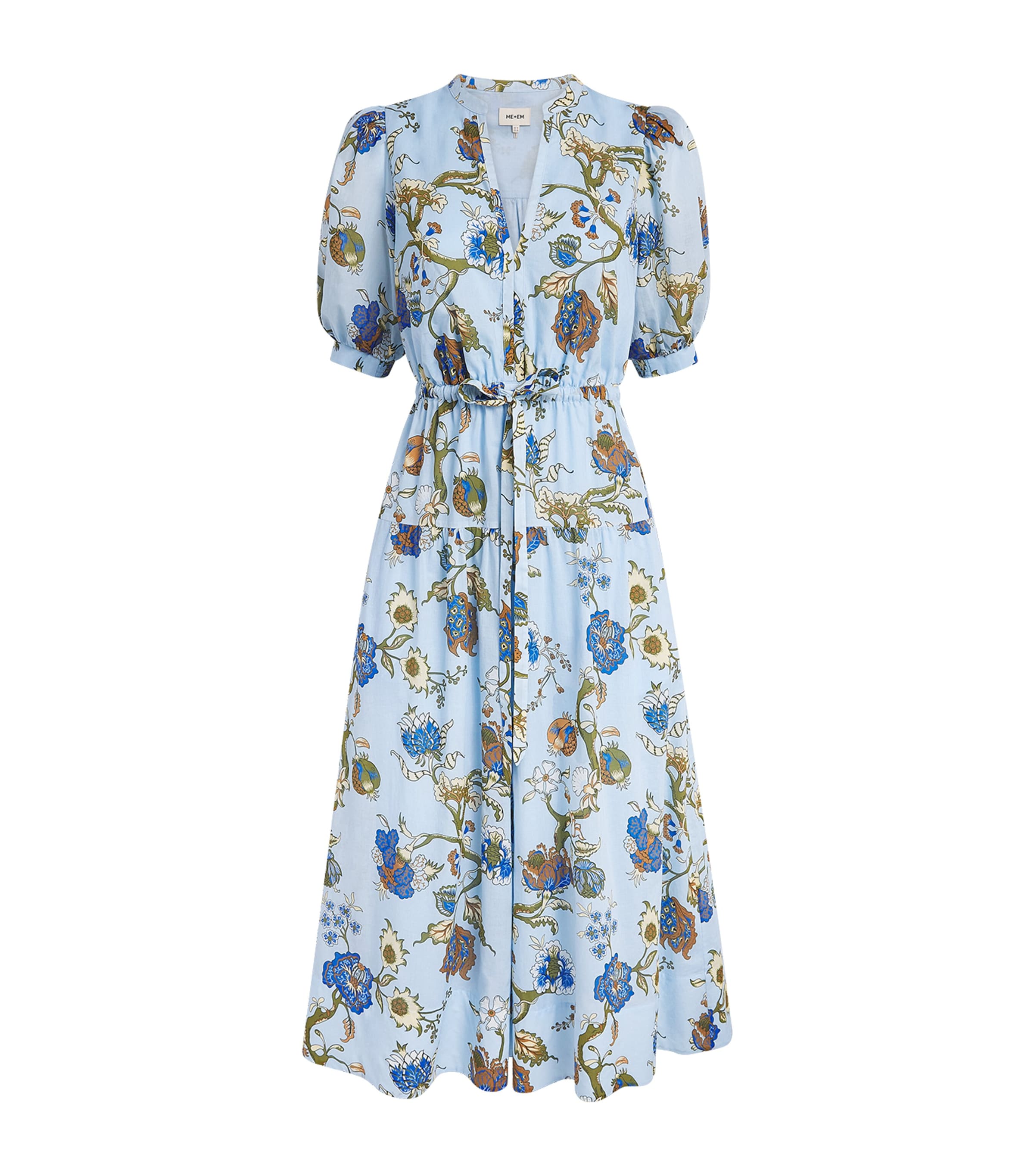 Me+em Cotton Floral Garden Print Midi Dress In Blue