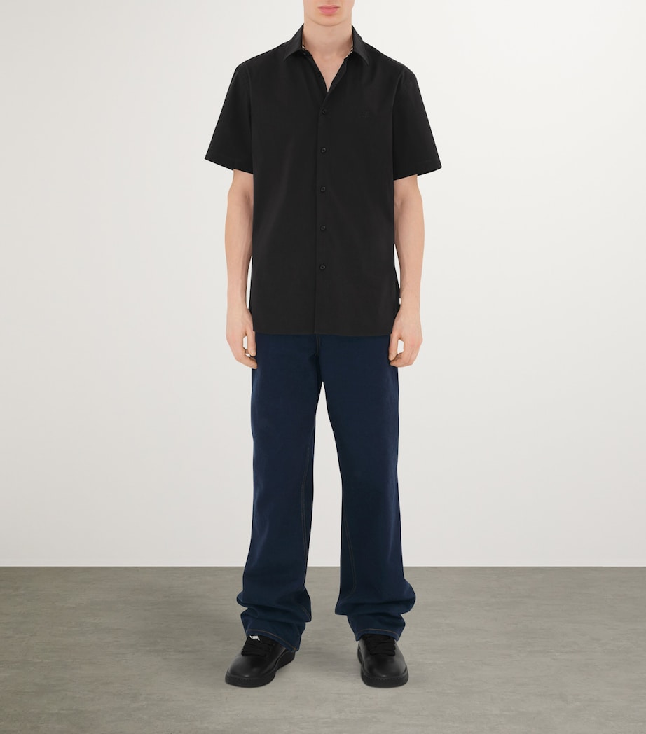 Stretch-Cotton Short-Sleeve Shirt BLACK Image 4