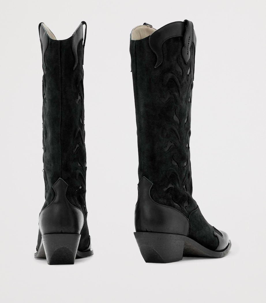 AllSaints Suede Dolly Cowboy Boots 47 Black Image 5