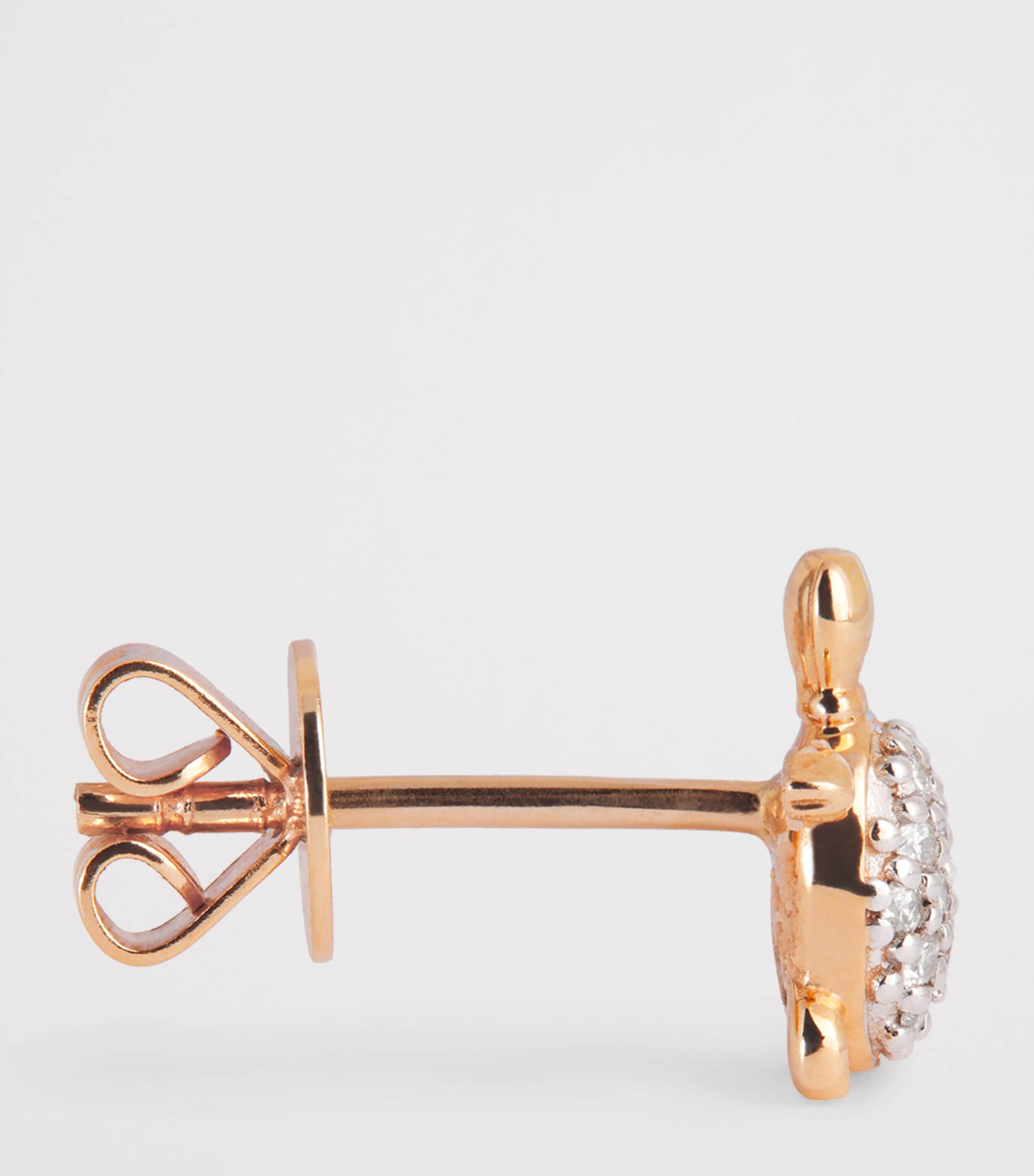 Rose Gold and Diamond Turtle Single Stud Earring ROSE GOLD Image 3