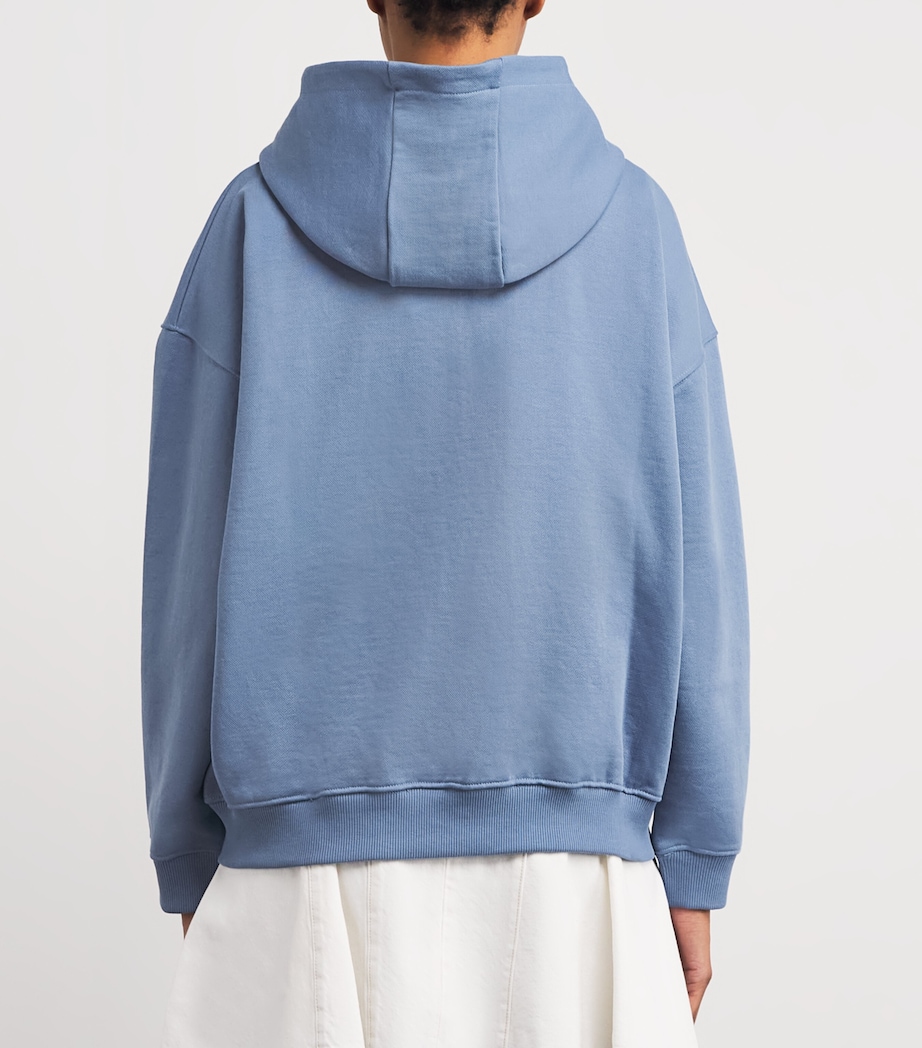 Organic Cotton Bold Logo Zip-Up Hoodie VNTGE BLUE/MRSH WHTE Image 4