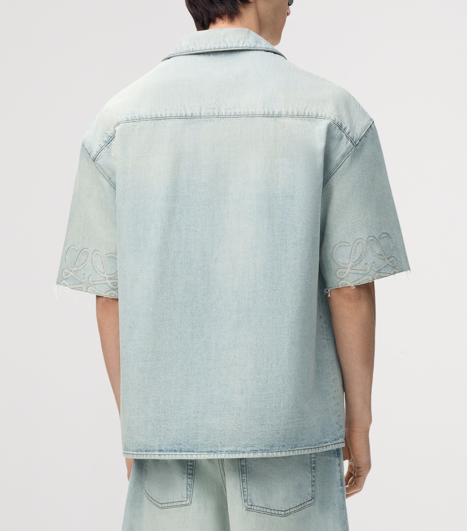 LOEWE Mens ANAGRAM SHORT SLEEVE SHIRT. Washed Blue Image 4