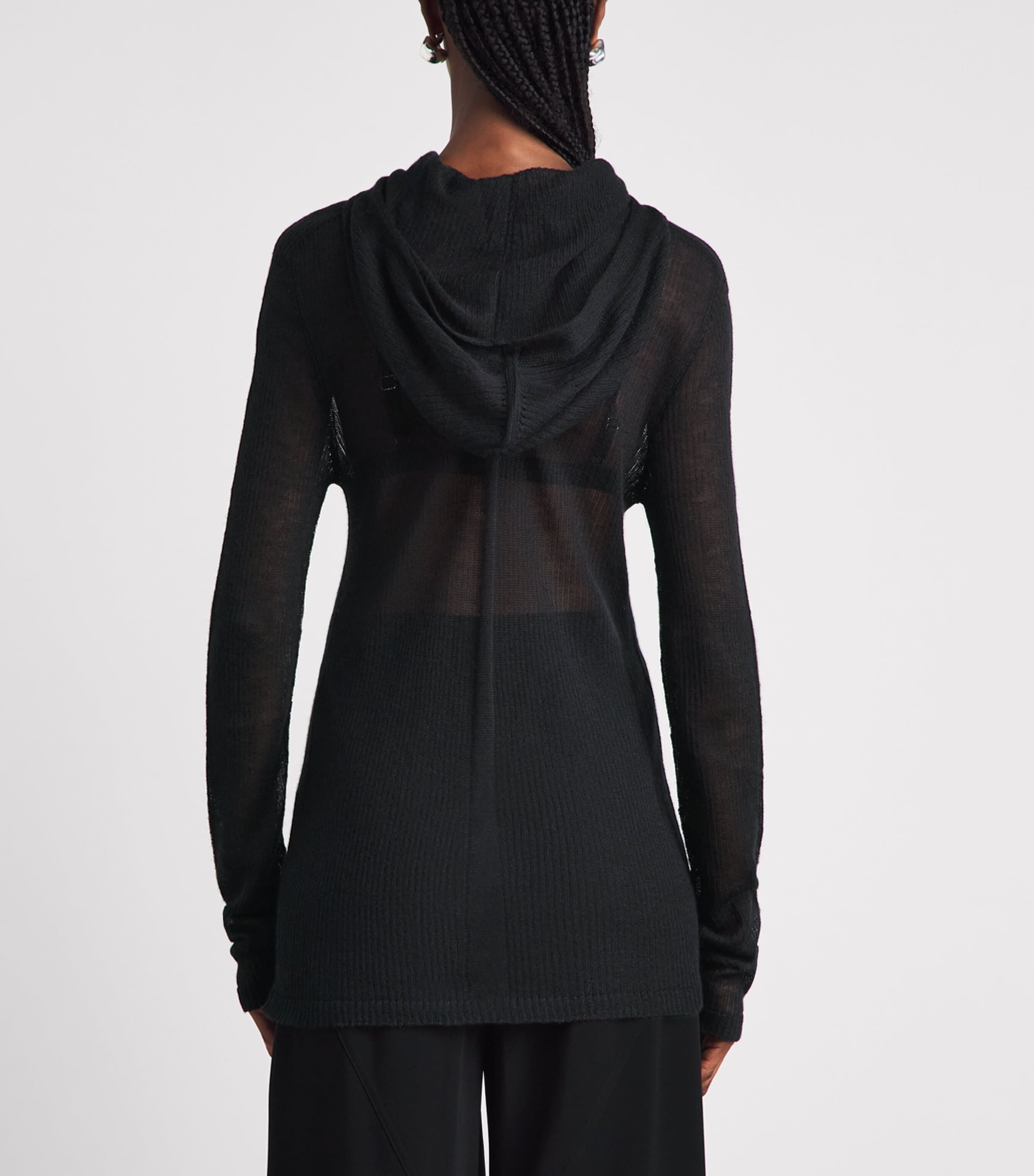 Rick Owens Womens Cashmere Tower Hoodie Black Image 5