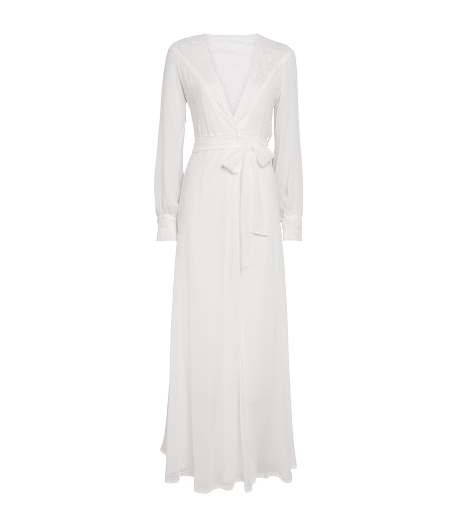 Silk Clelia Bridal Robe WHITE W WHITE LACE Image 1