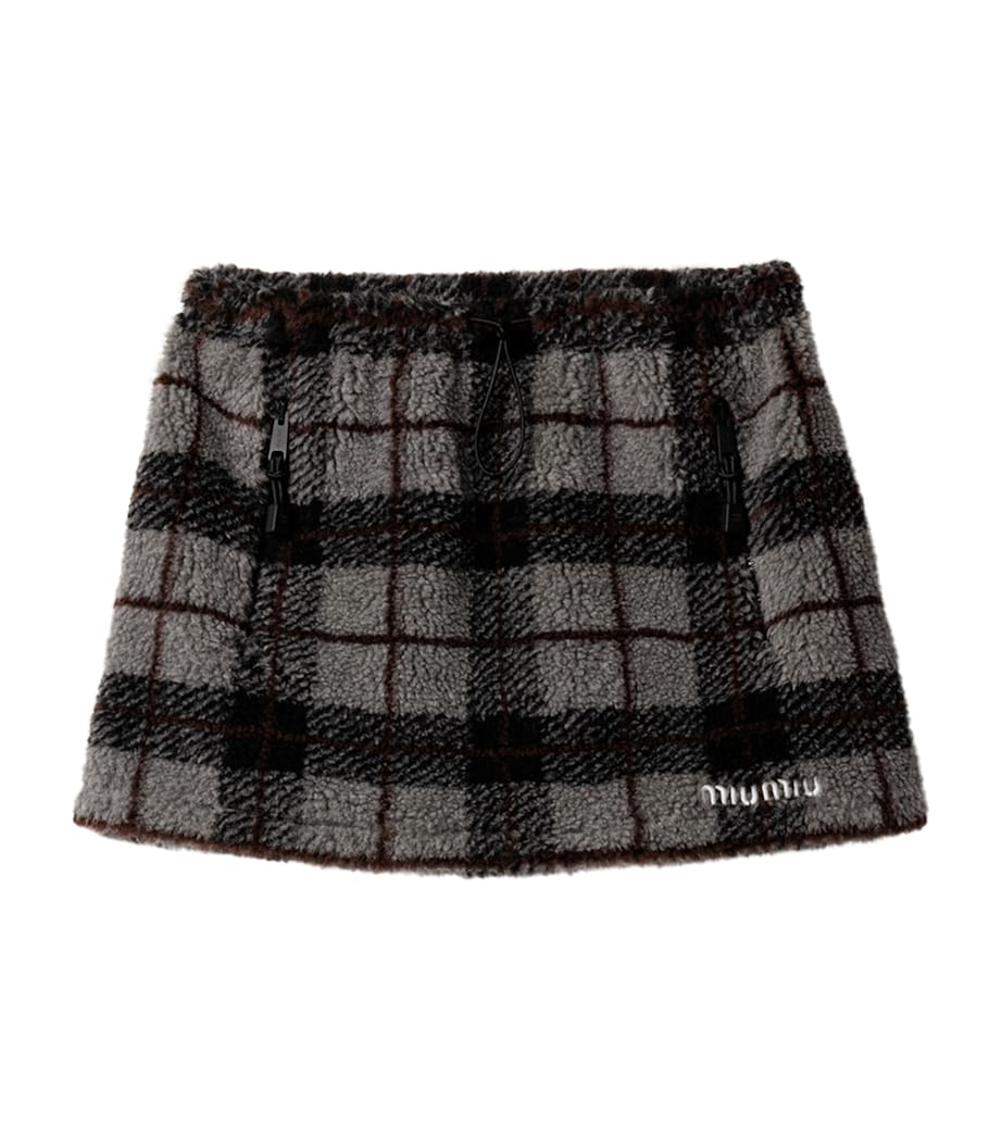 Miu Miu Womens Fleece Check Mini Skirt Image 1
