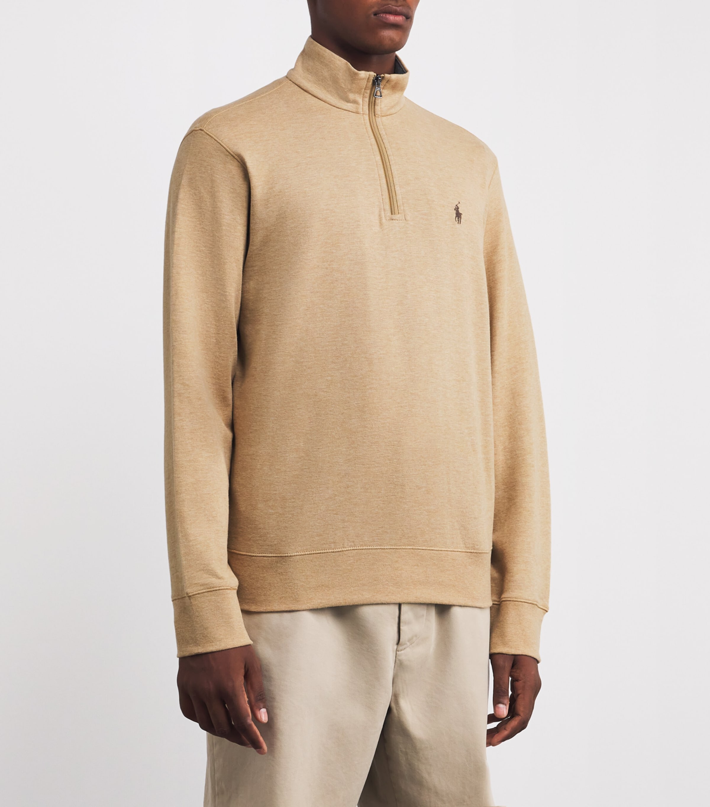Polo Ralph Lauren Beige Cotton-Blend Quarter-Zip Sweater | Harrods US