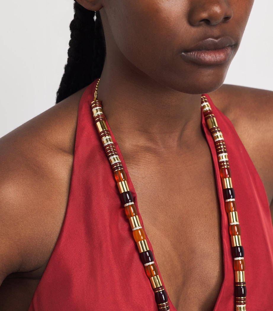 Eddie Borgo Gold-Plated Amber, Carnelian and Pavé Crystal Patch Necklace Gold Image 4