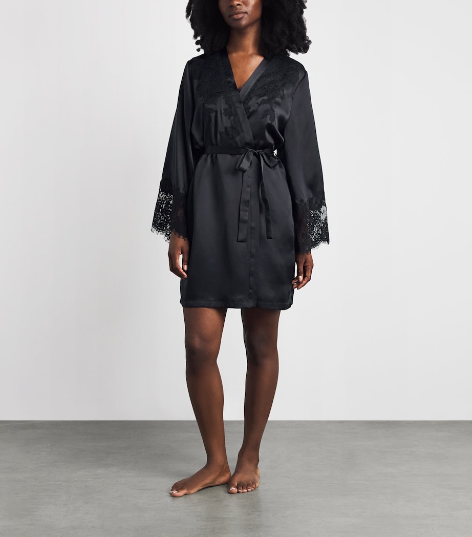 Marjolaine Womens Silk Tess Robe Noir Image 2