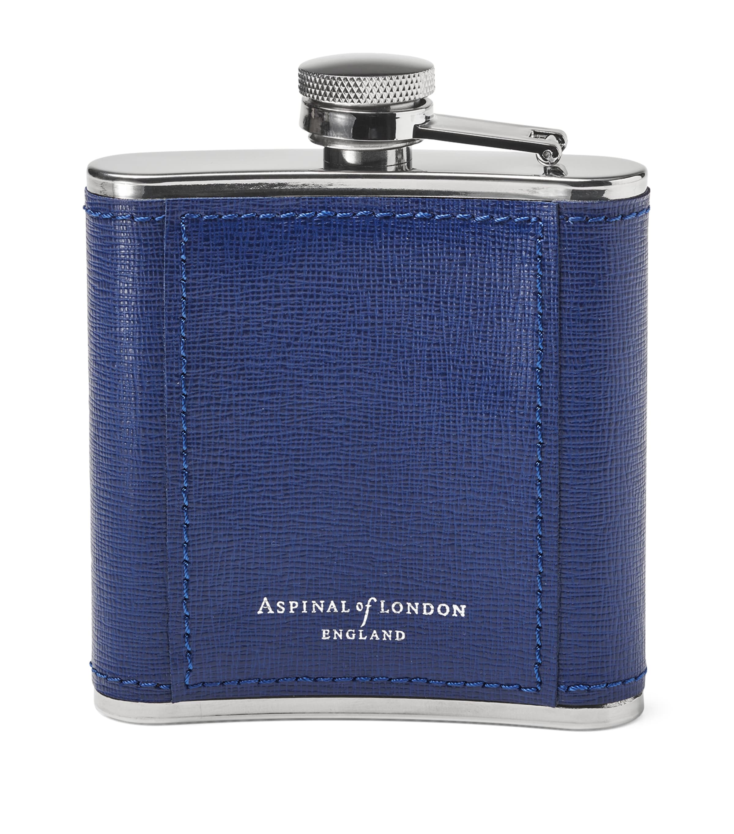 Aspinal Of London Leather Classic Hip Flask In Blue