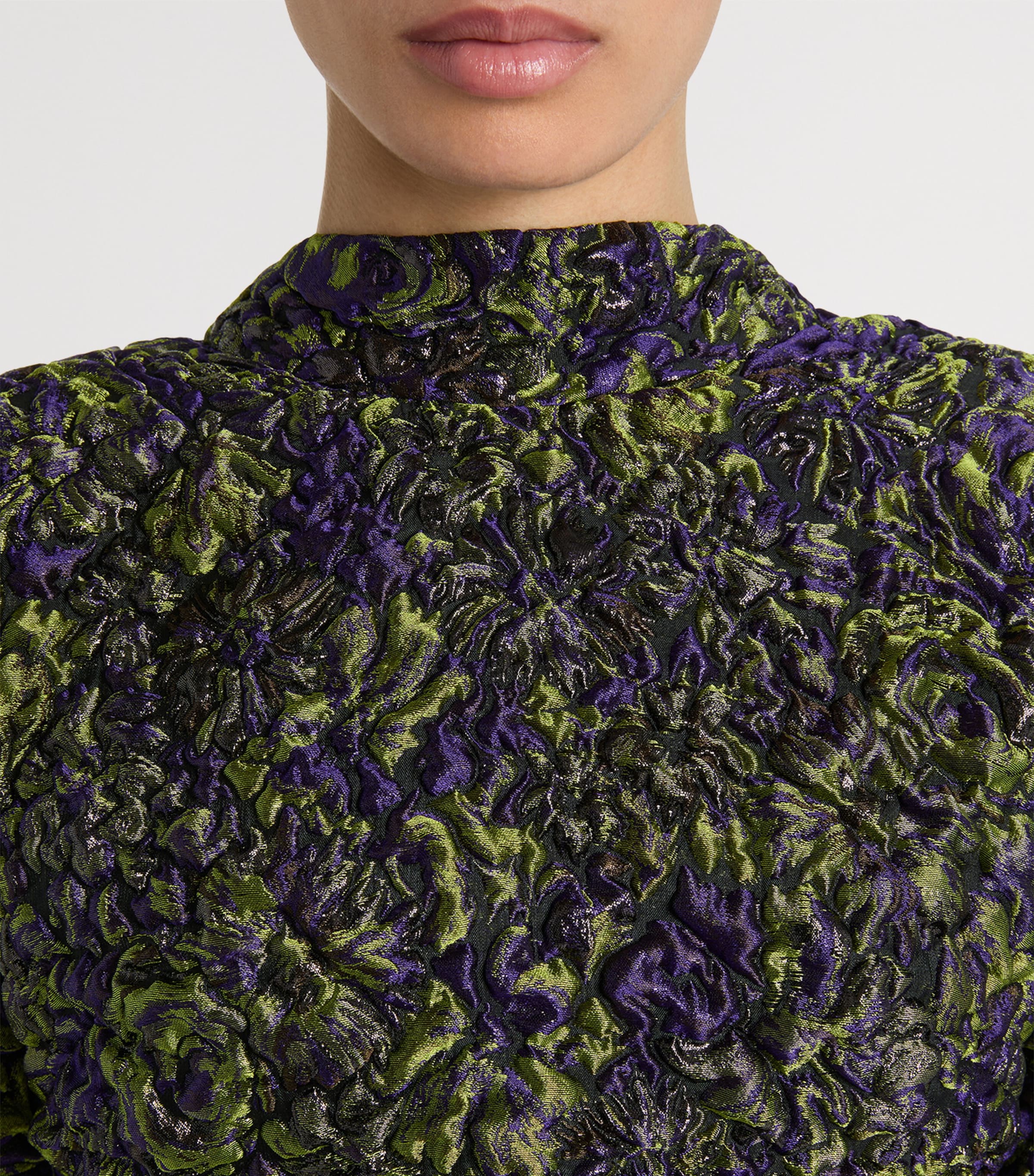 Balmain Womens Bubble-Patterned Jacquard Mini Dress Violet Vert Image 5