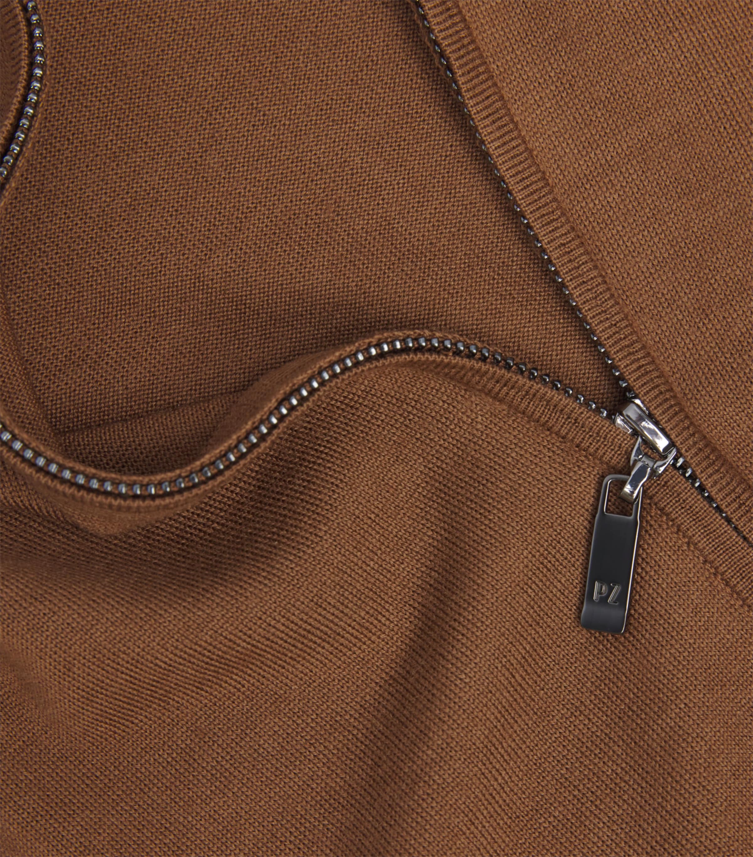 Pal Zileri Mens Wool Zip-Up Cardigan Brown Image 5