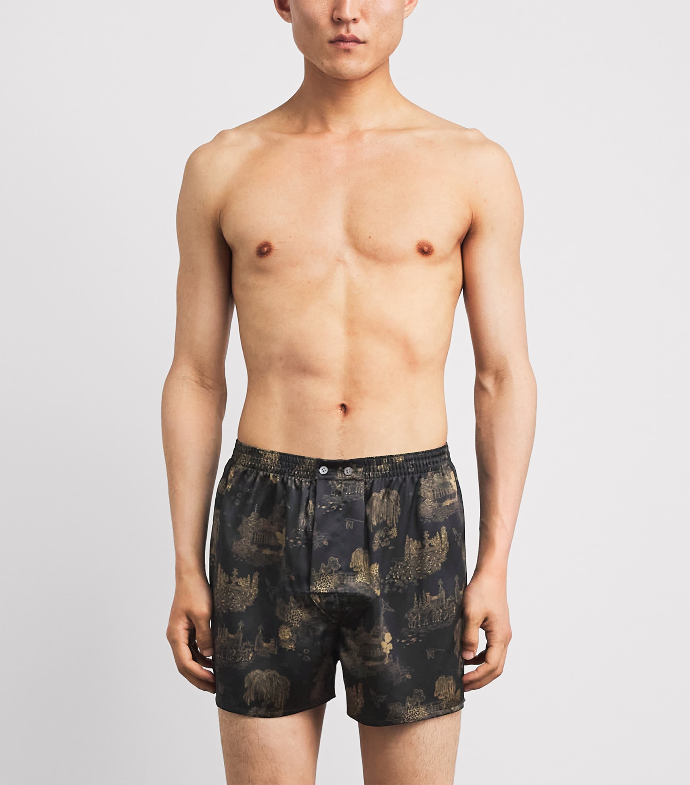 Derek Rose Mens Silk Brindisi Boxer Shorts Bla Image 2