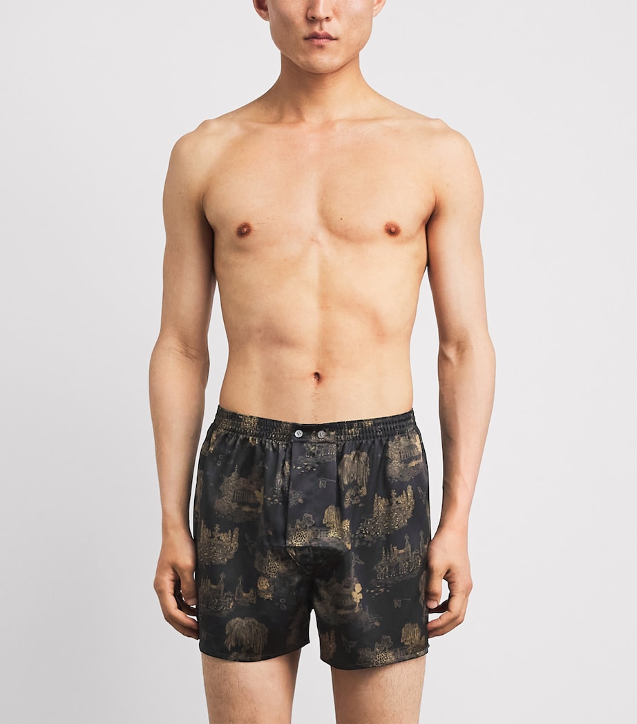 Derek Rose Mens Silk Brindisi Boxer Shorts Bla Image 2