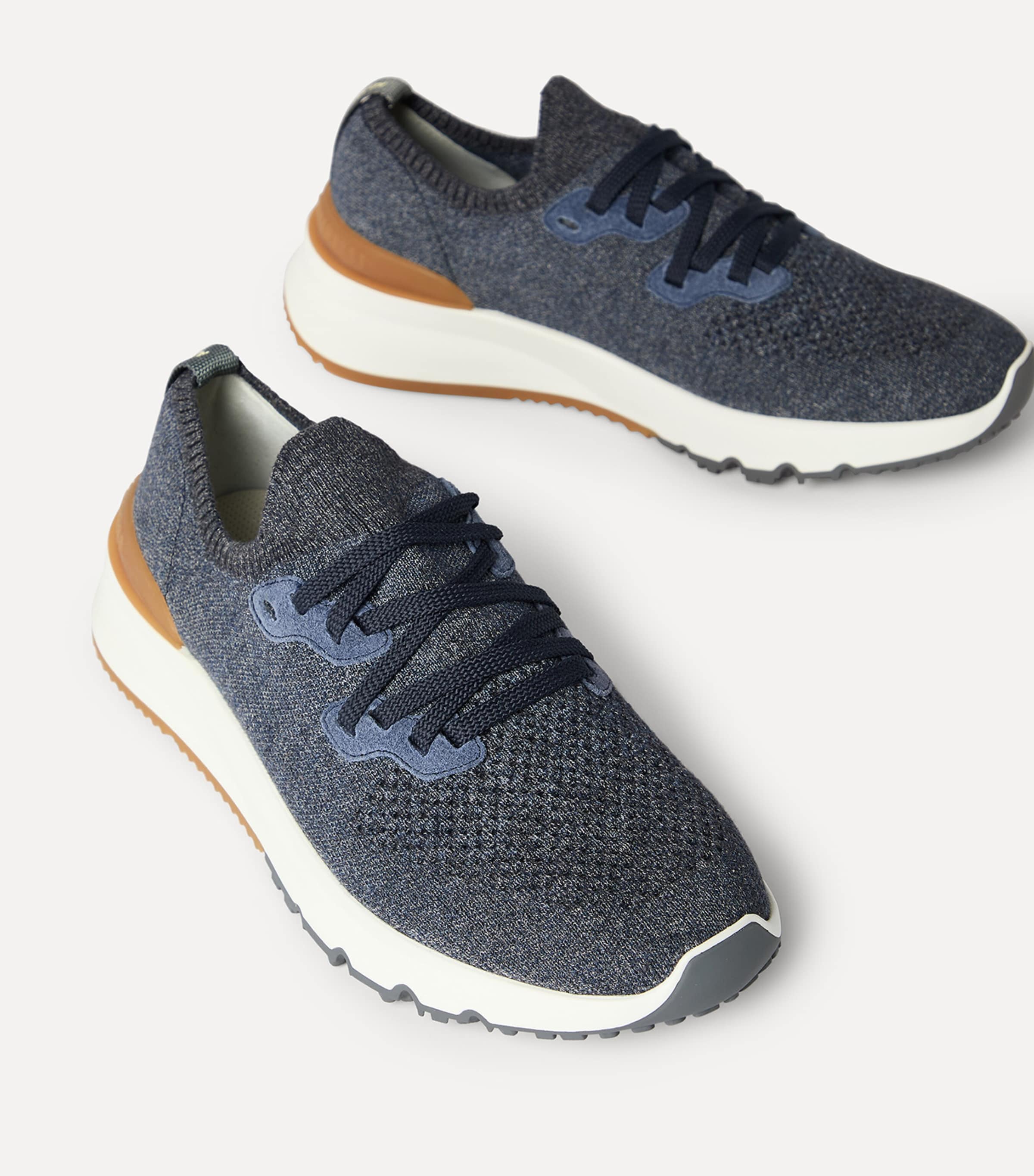 Brunello Cucinelli Cotton-Blend Chiné-Knit Sneakers Image 6