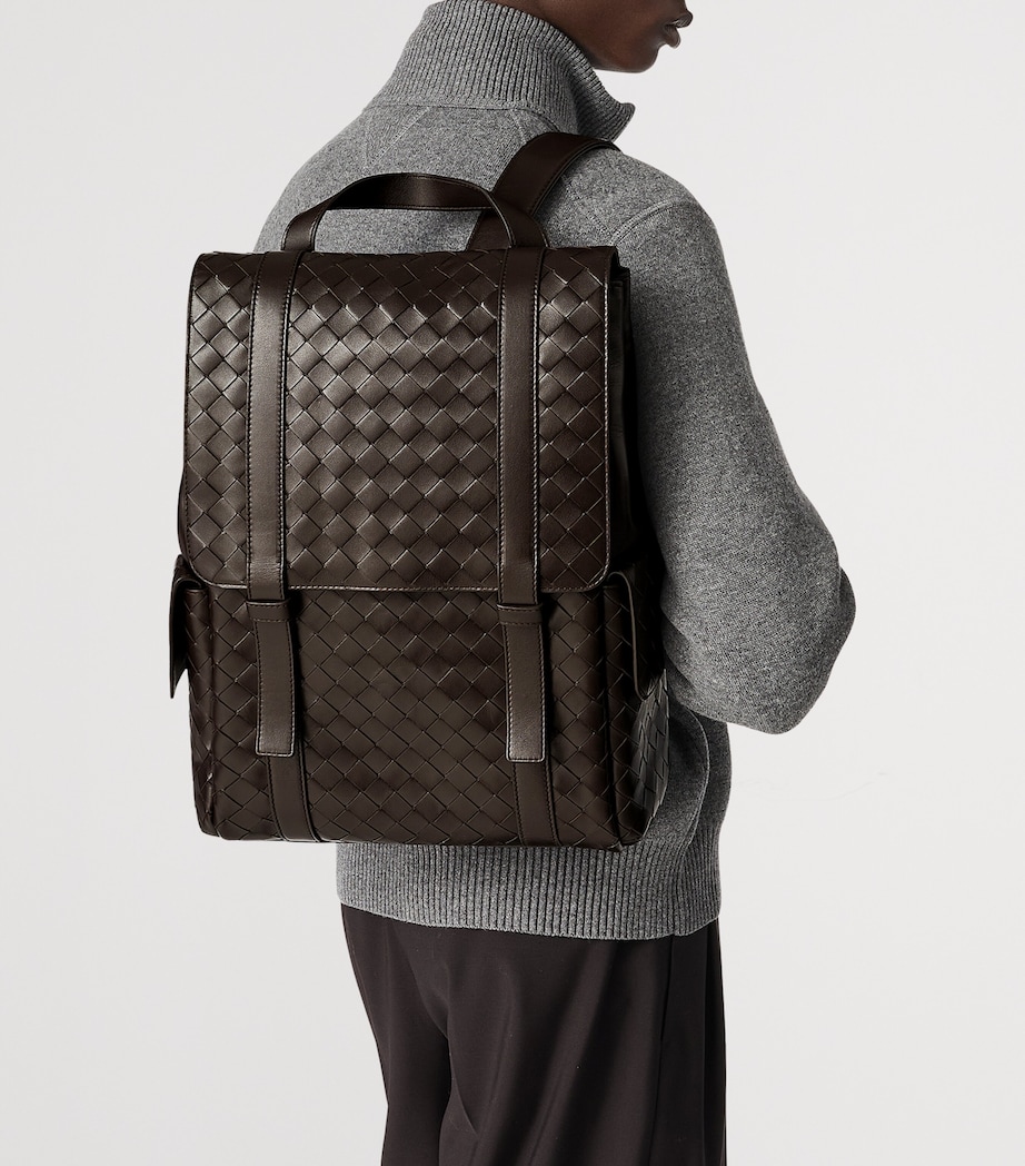 bottega veneta intrecciato brown leather bag backpack Backpacks leather loop detail Bottega Veneta Brown Intrecciato Leather