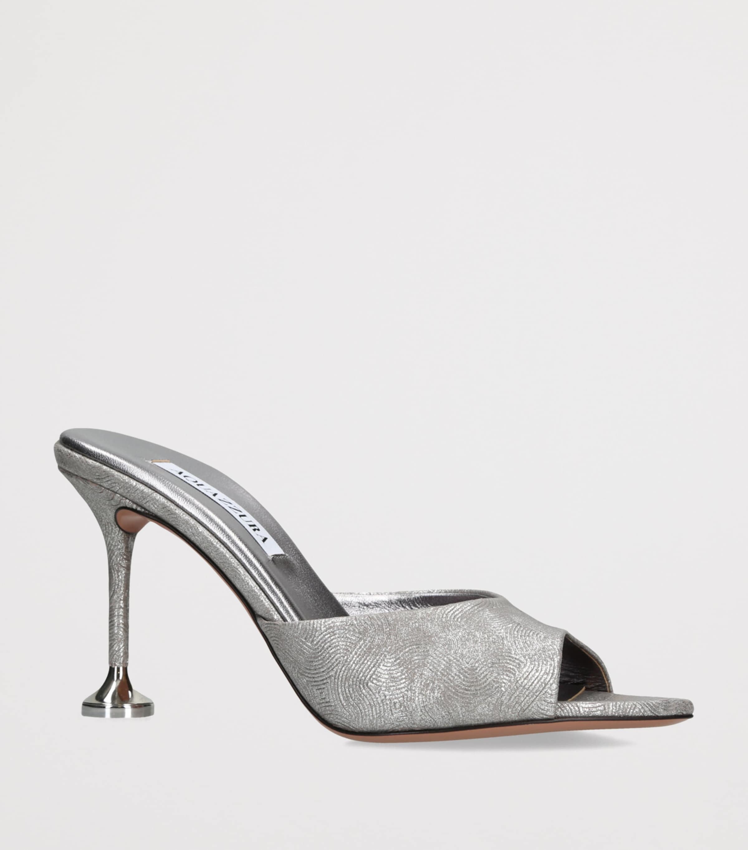 Leather Metallic Bisous Mules 85 SILVER Image 3
