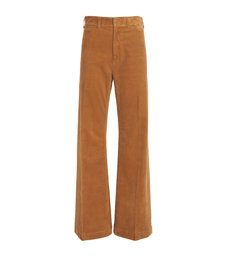 Polo Ralph Lauren Womens Corduroy Beaton Flare Trousers Tan Image 1