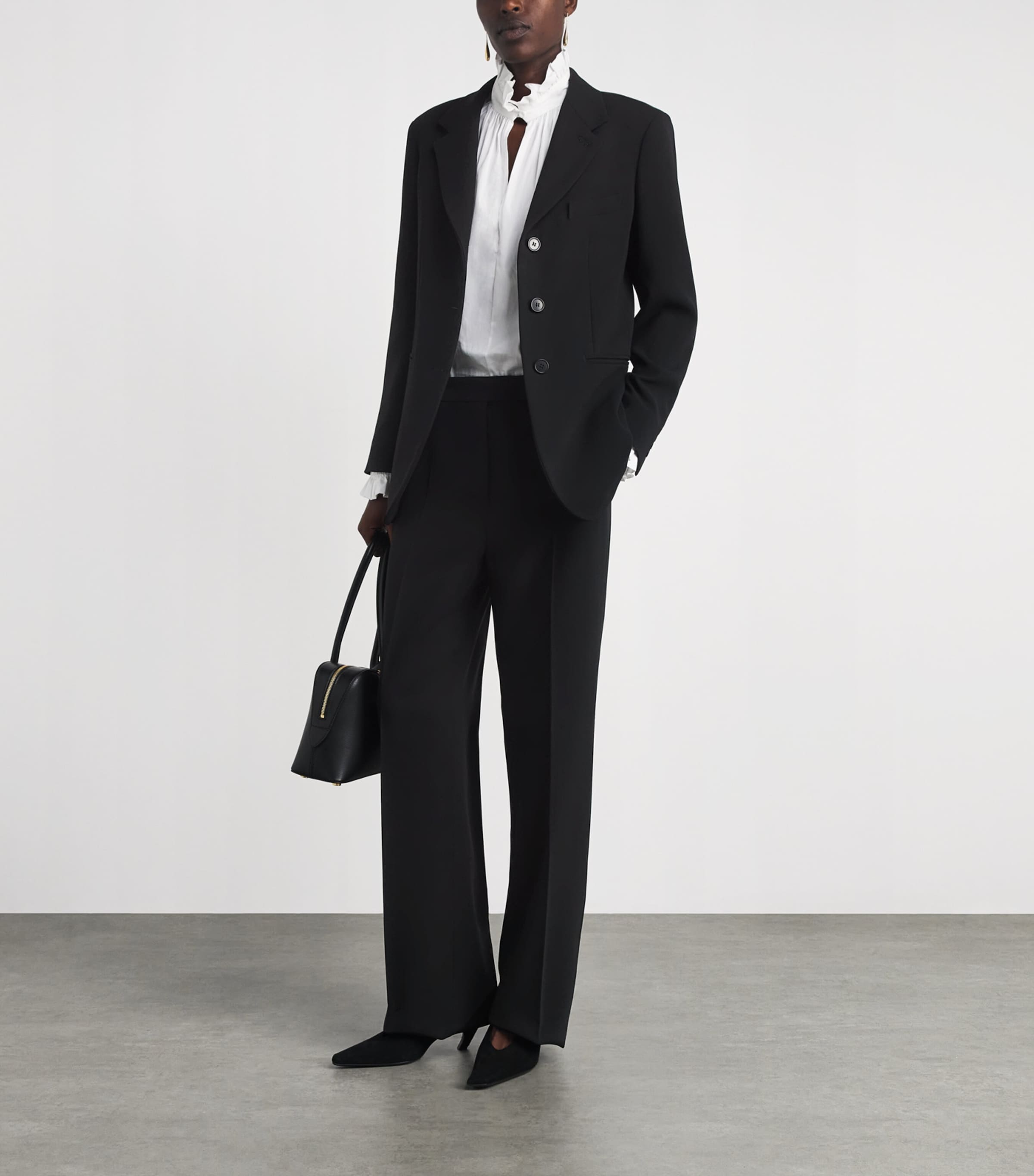 Max Mara Womens Wool Single-Breasted Blazer Black Image 2