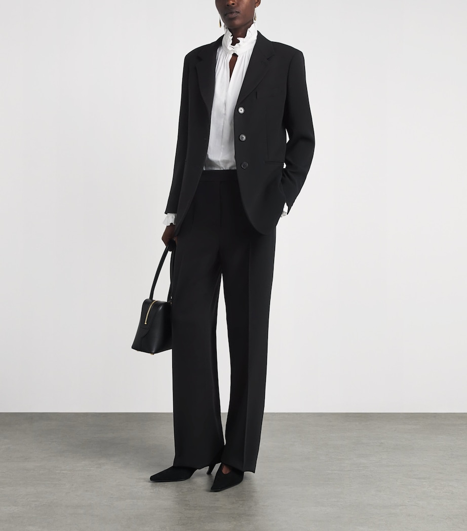 Max Mara Womens Wool Single-Breasted Blazer Black Image 2