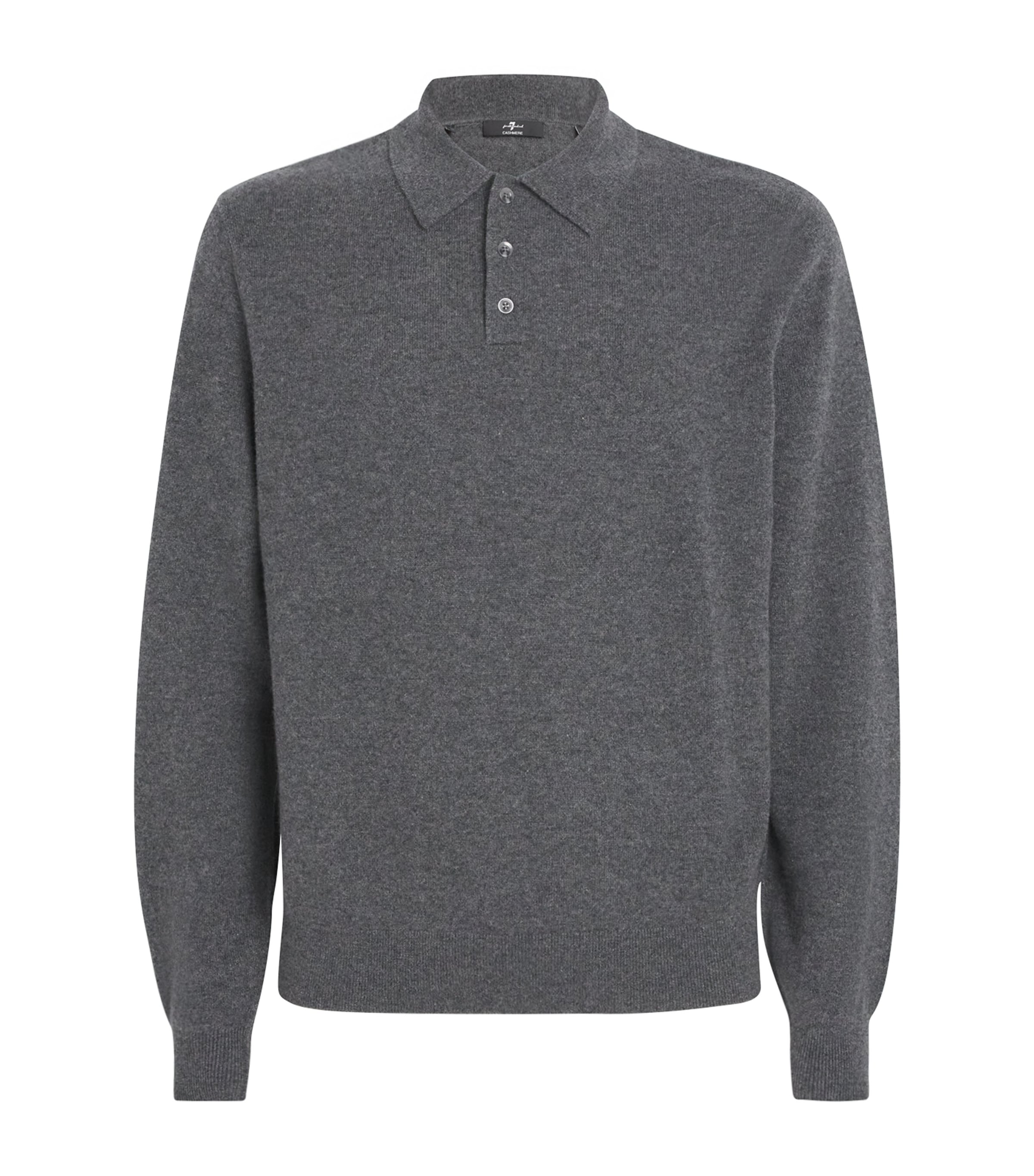 Cashmere Long-Sleeve Polo Shirt 1PG - GREY Image 1