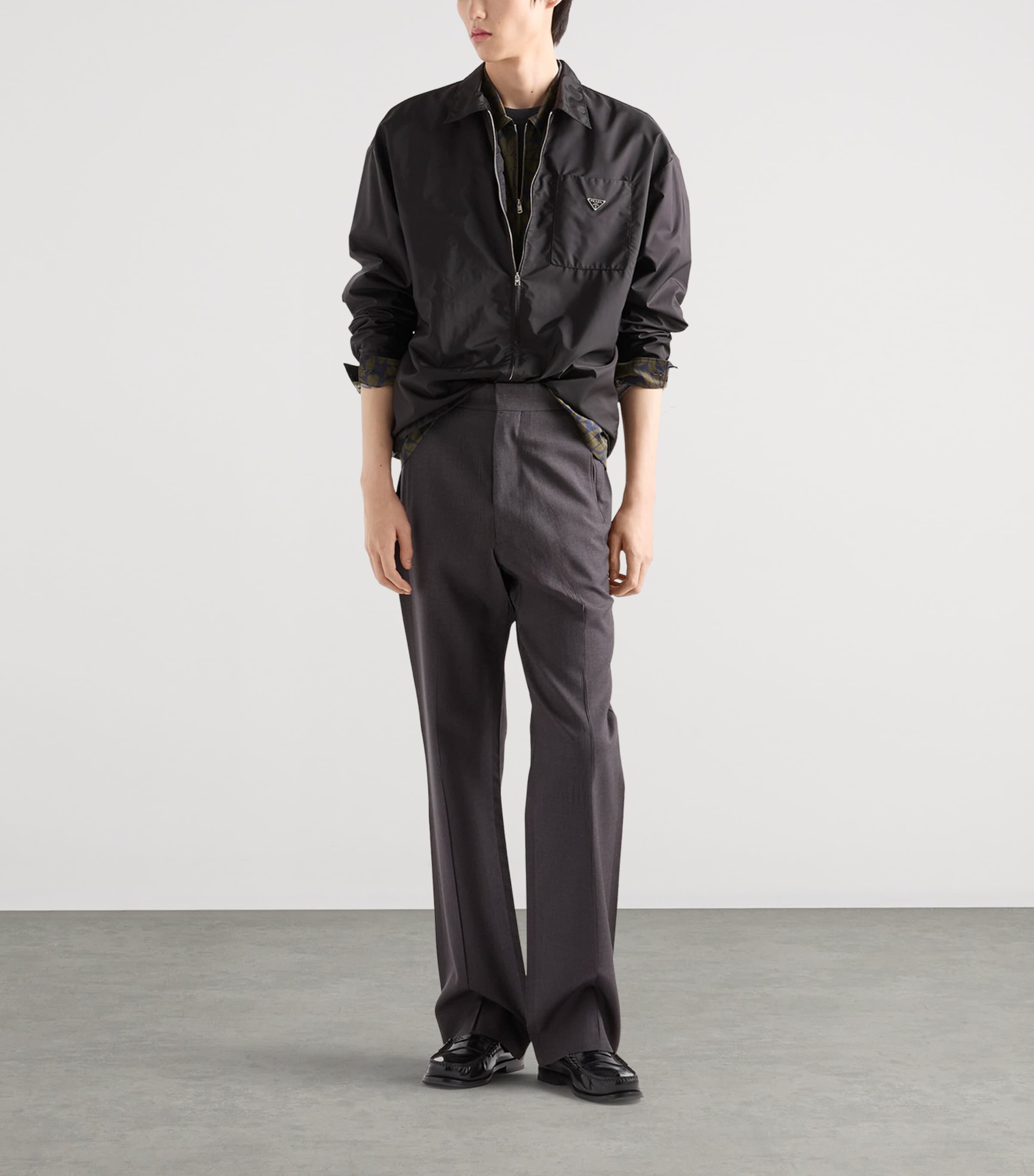 Prada Mens Re-Nylon Zipped Shirt Black Image 2