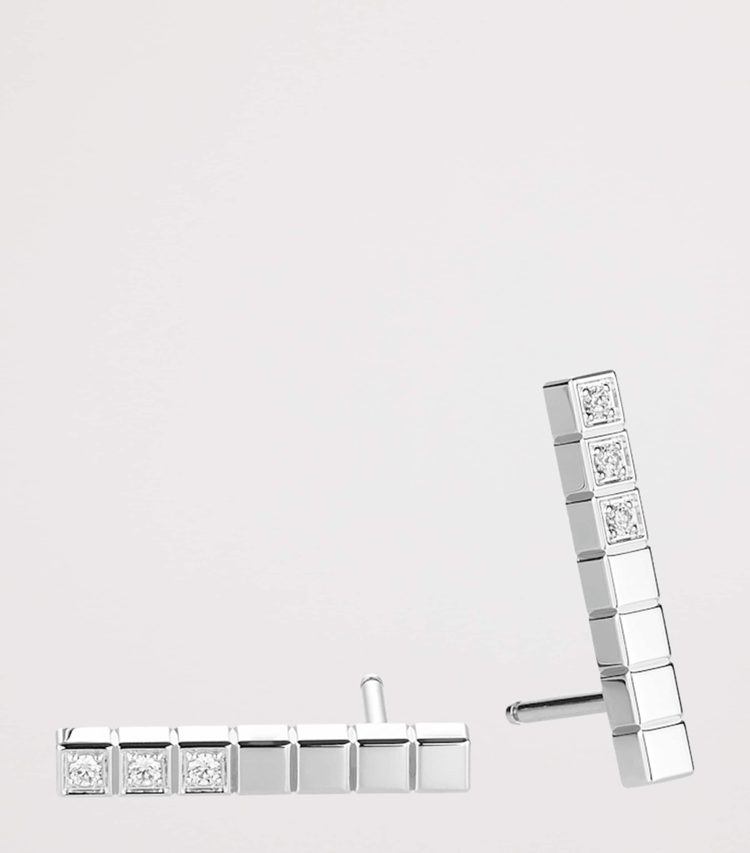 White Gold and Diamond Ice Cube Earrings 18K WHITE GOLD Image 4