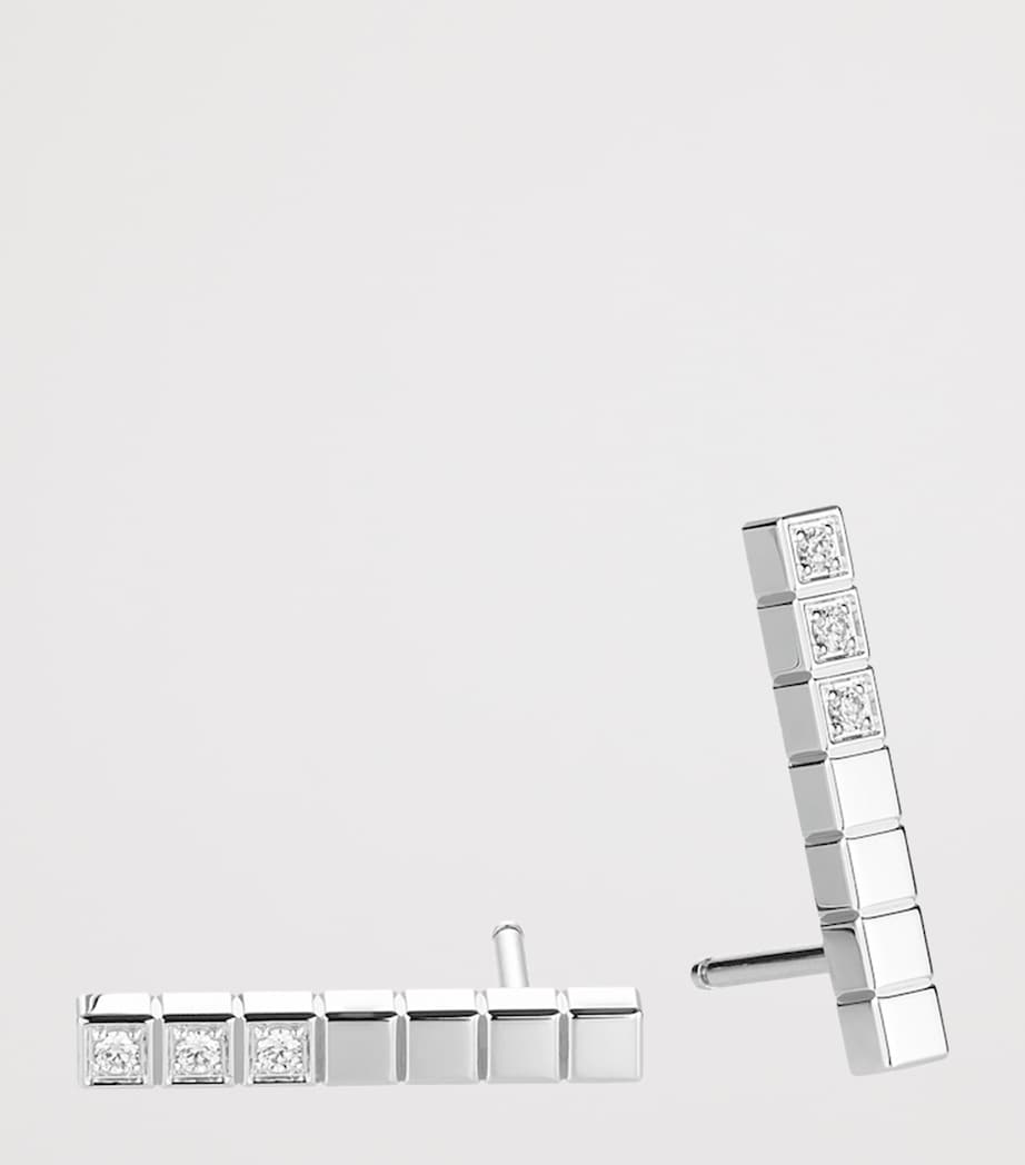 White Gold and Diamond Ice Cube Earrings 18K WHITE GOLD Image 4
