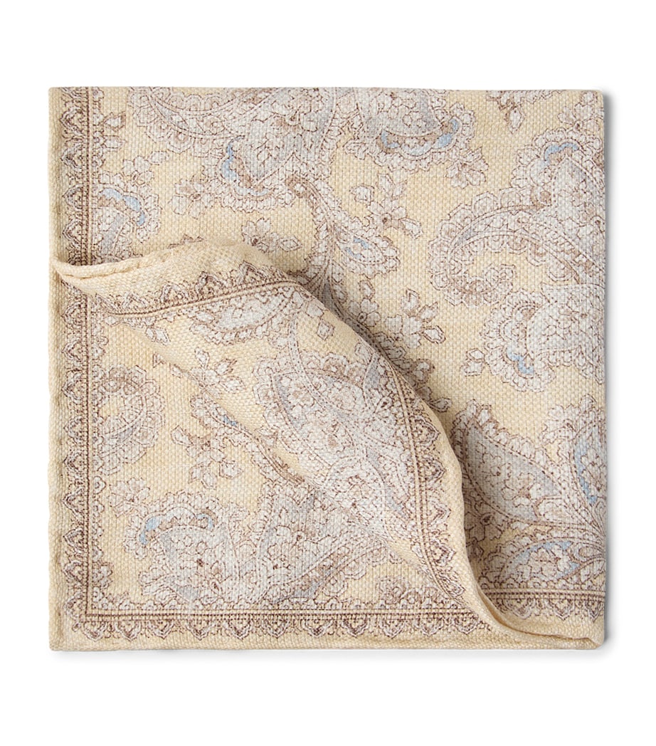 Double-Faced Linen-Silk Paisley Pocket Square