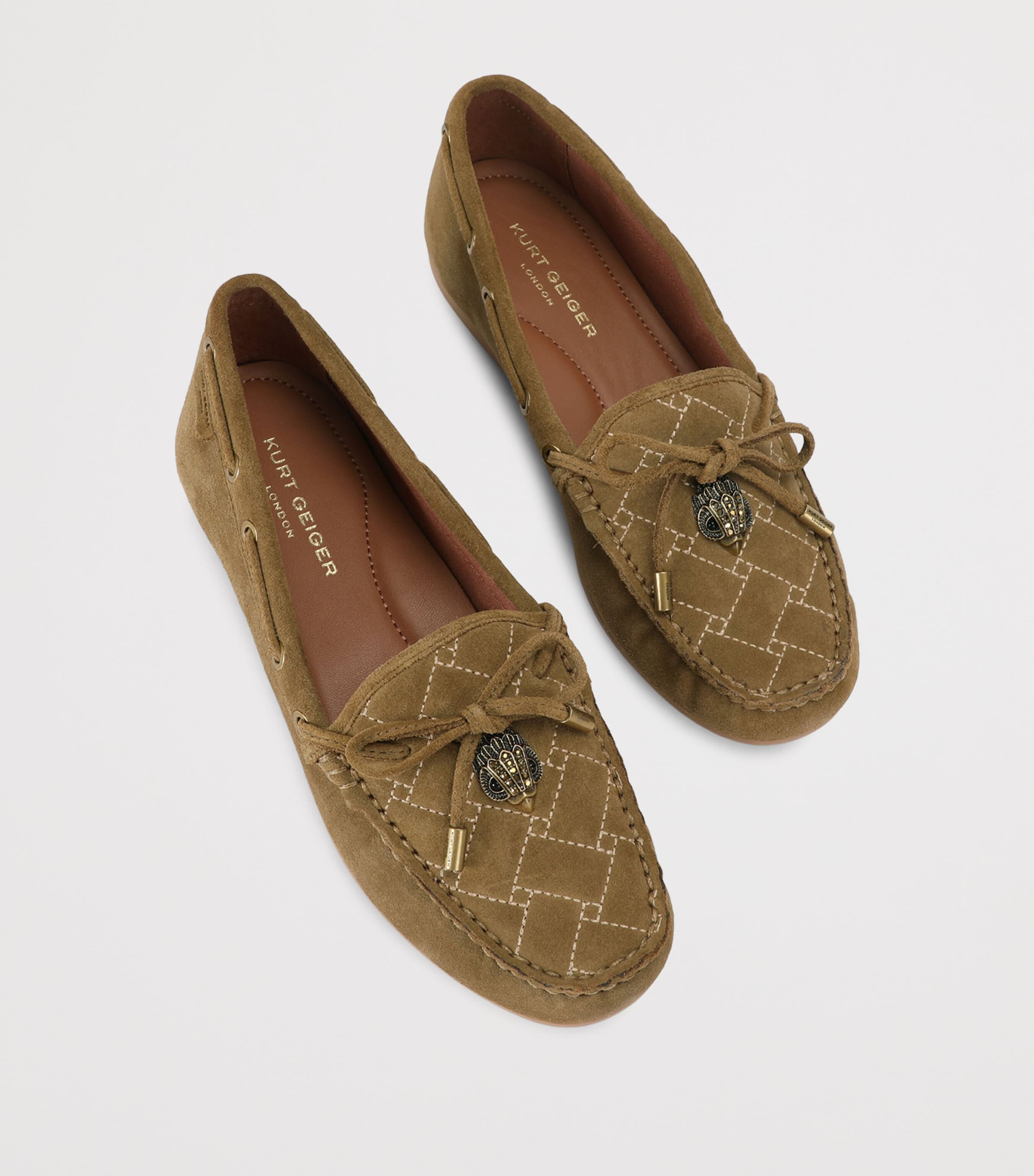 Kurt Geiger London Suede Eagle Moccasins Tan Comb Image 4
